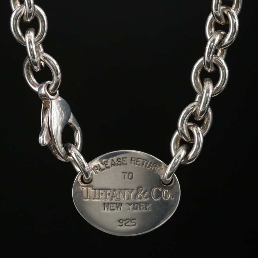 Tiffany & Co. "Return to Tiffany" Sterling Silver Oval Tag Necklace