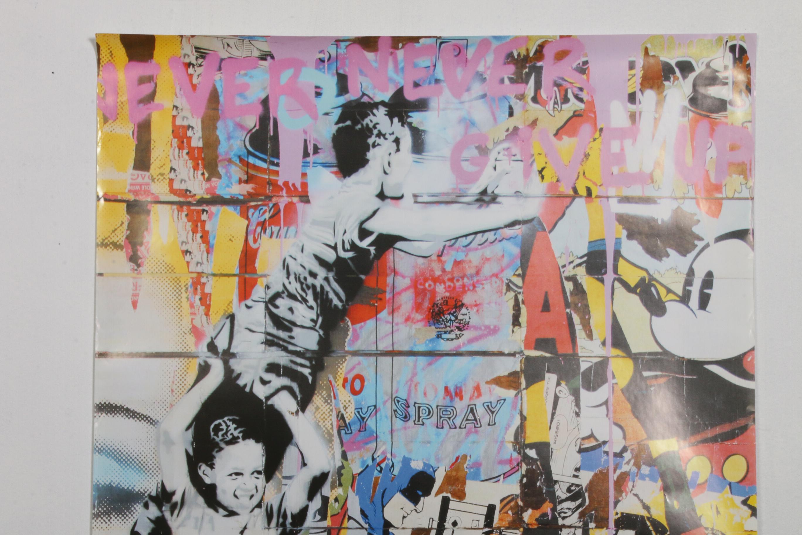 Offset Poster Print after Mr. Brainwash "Never Never Give Up"