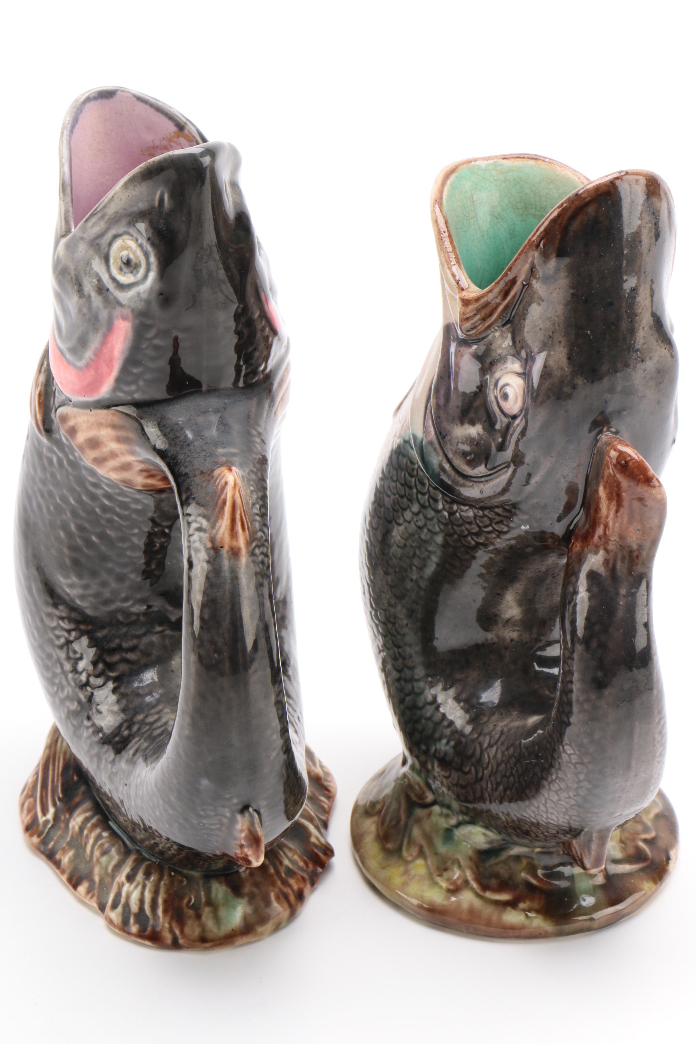 Majolica "Gurgling Fish" Pitchers, 1870-1880