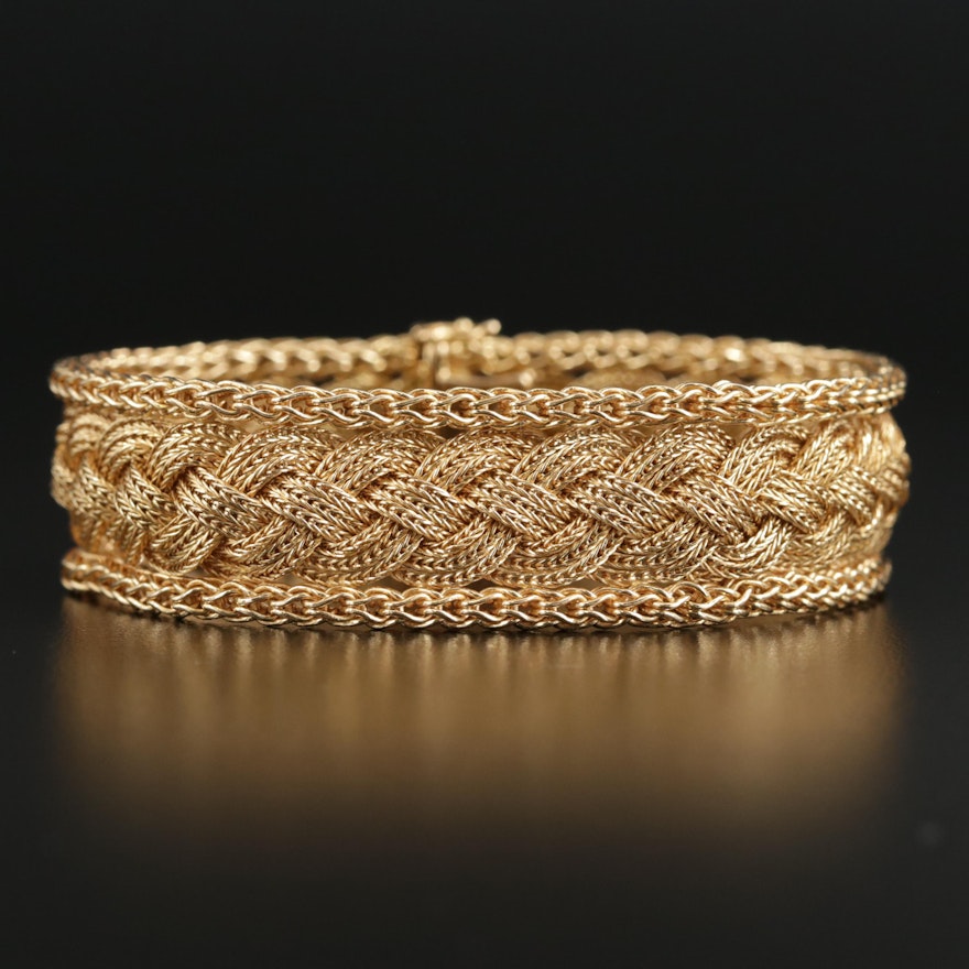 1960s Cartier 18K Yellow Gold Braided Foxtail Bracelet