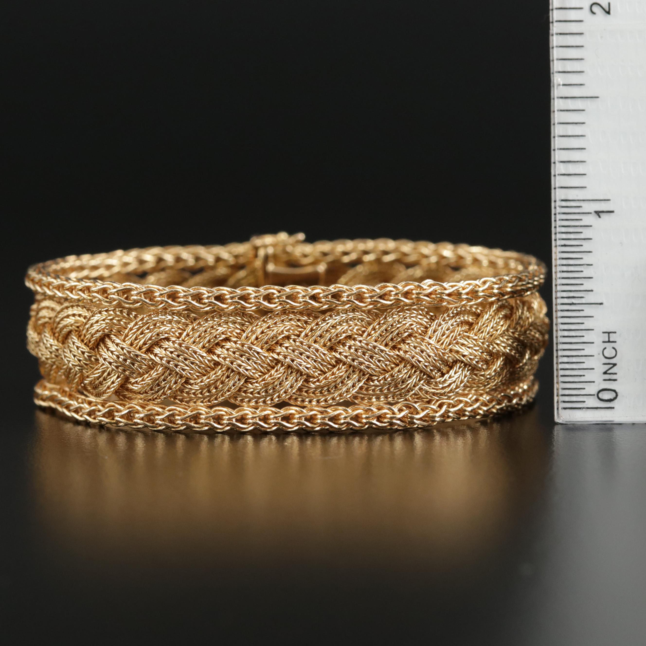 1960s Cartier 18K Yellow Gold Braided Foxtail Bracelet
