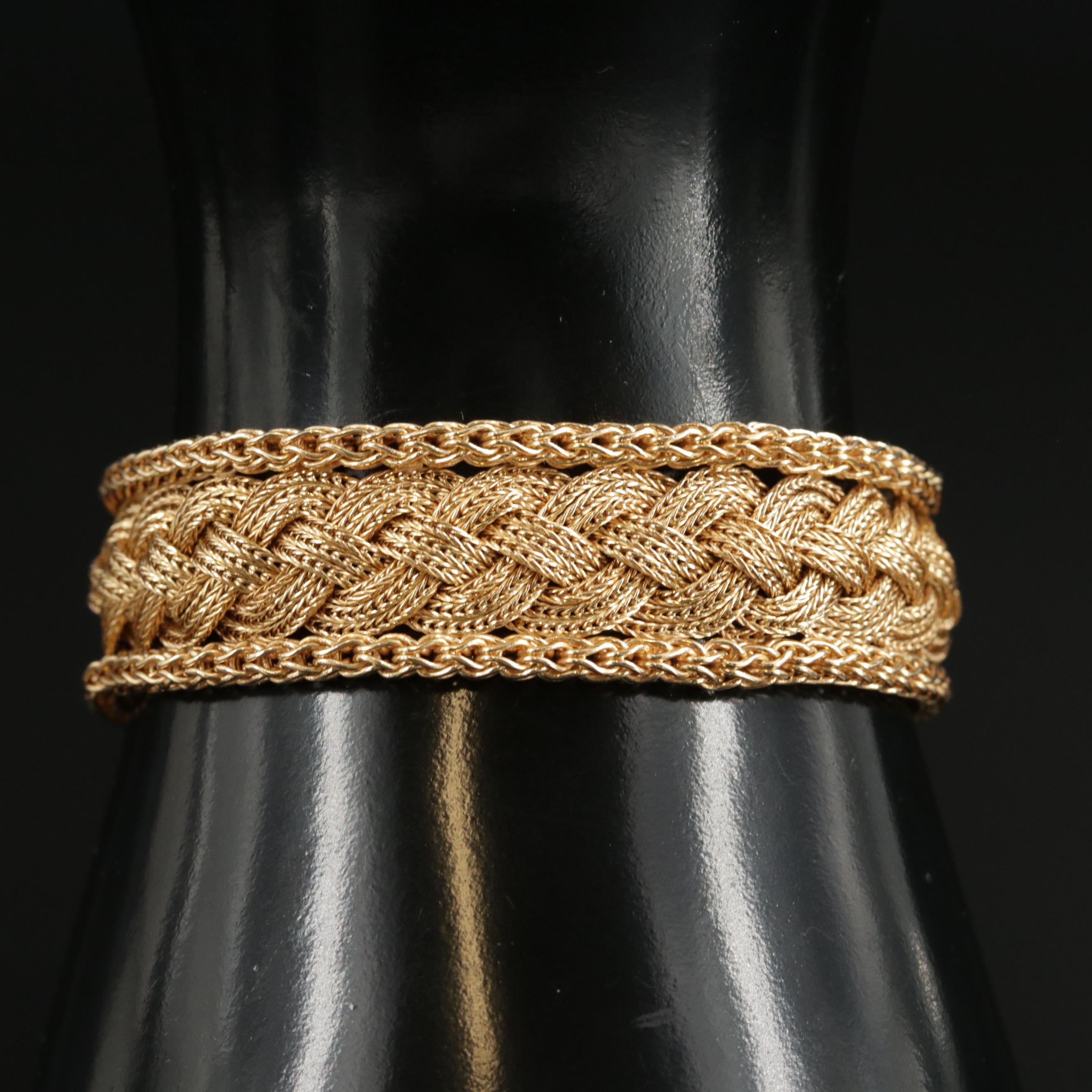 1960s Cartier 18K Yellow Gold Braided Foxtail Bracelet