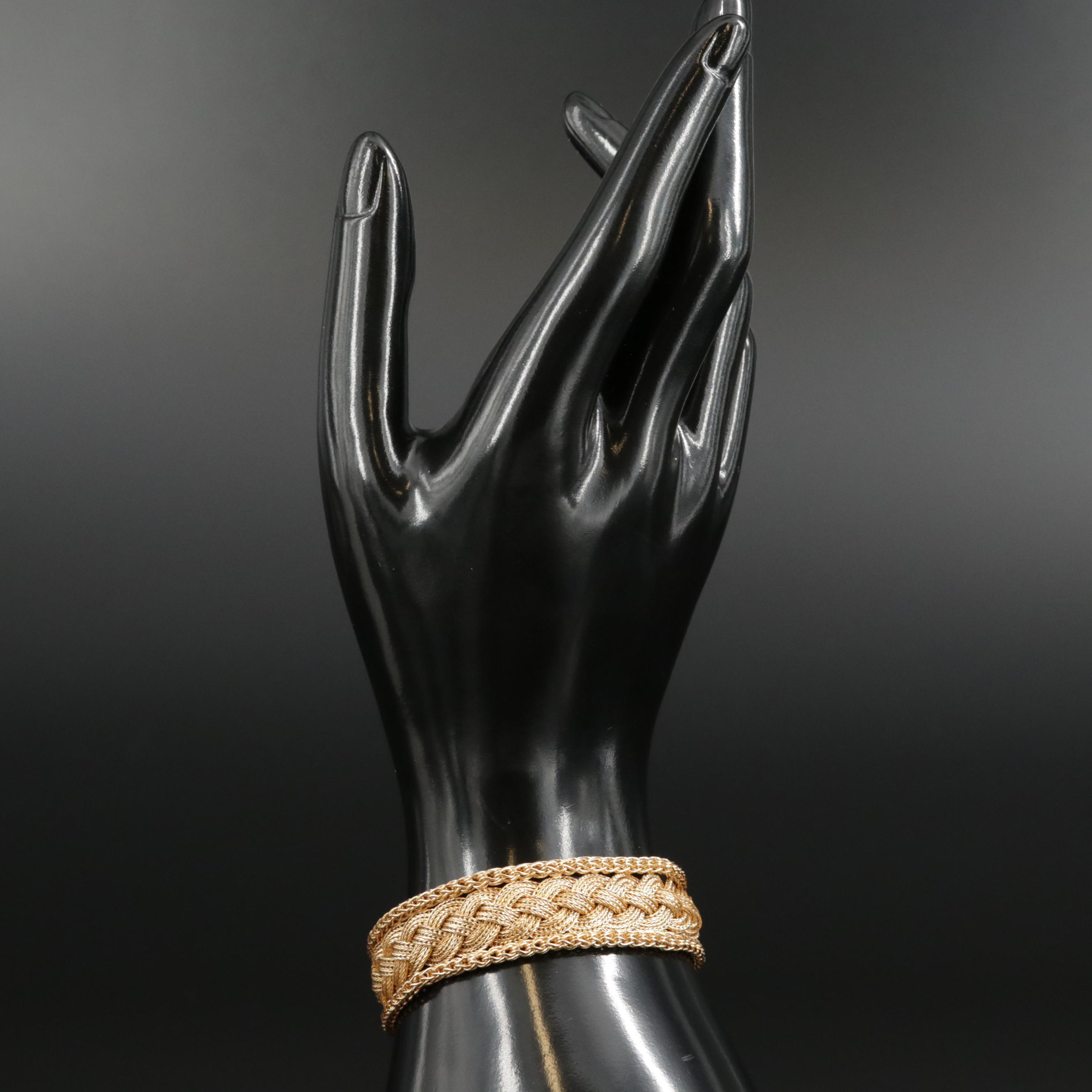 1960s Cartier 18K Yellow Gold Braided Foxtail Bracelet