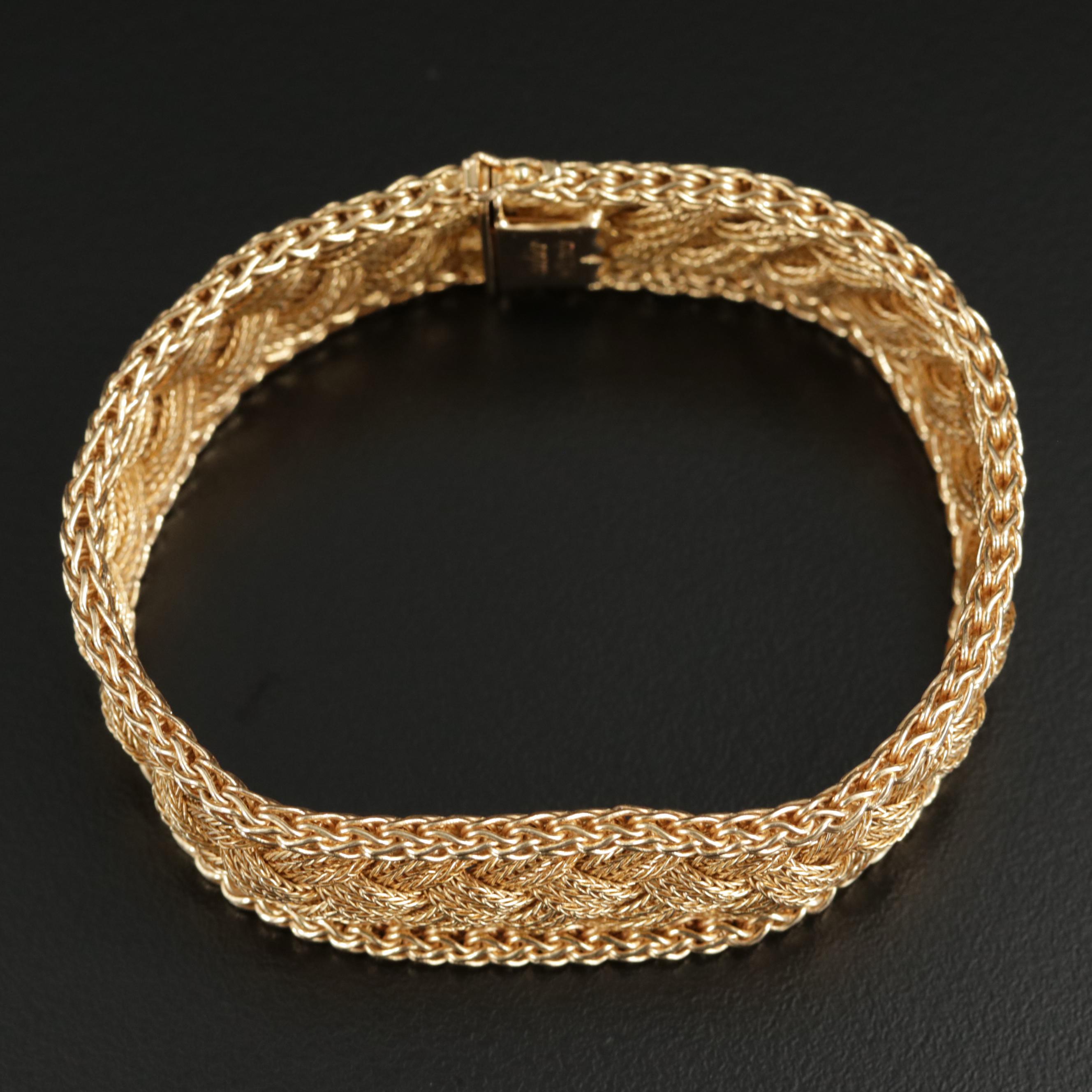 1960s Cartier 18K Yellow Gold Braided Foxtail Bracelet