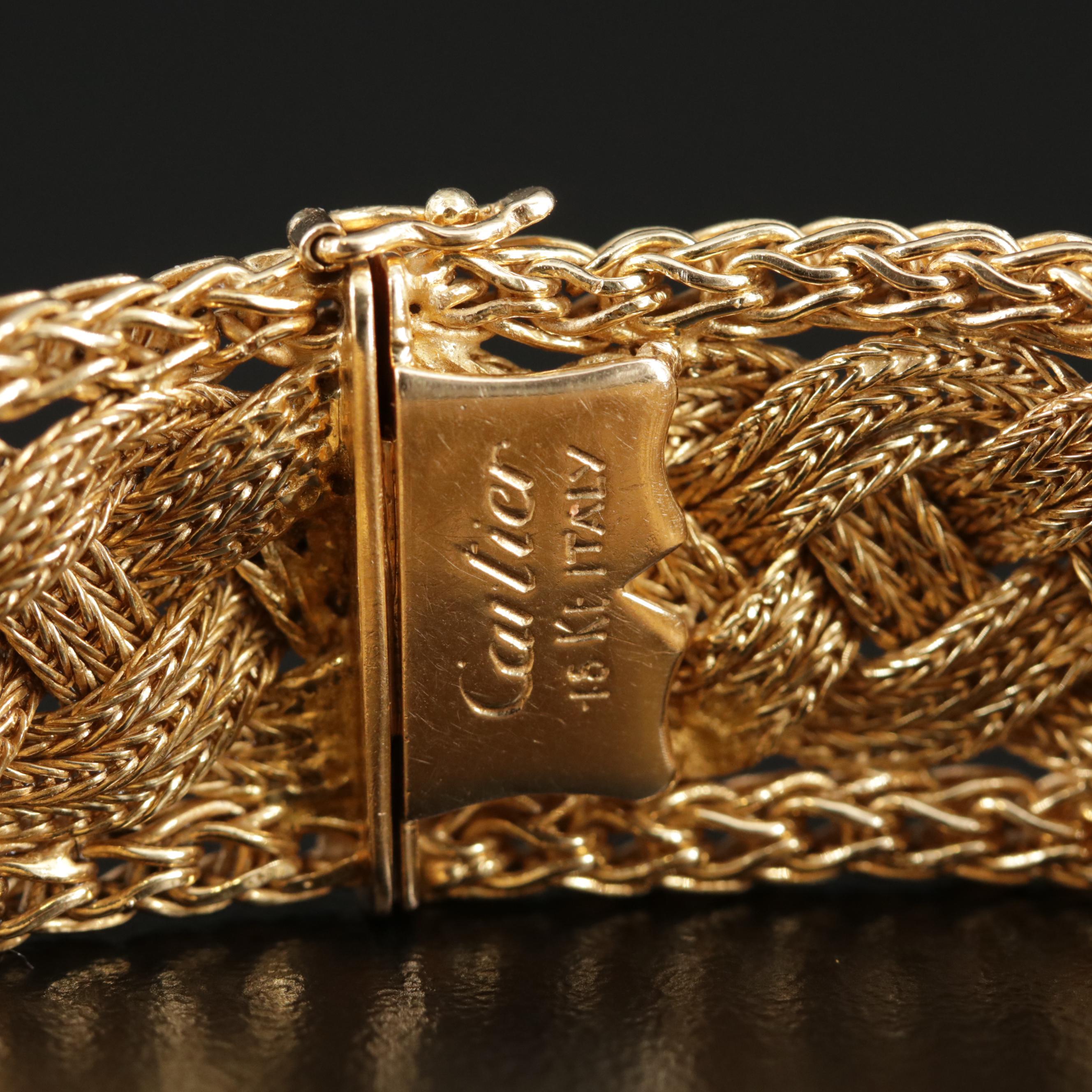 1960s Cartier 18K Yellow Gold Braided Foxtail Bracelet