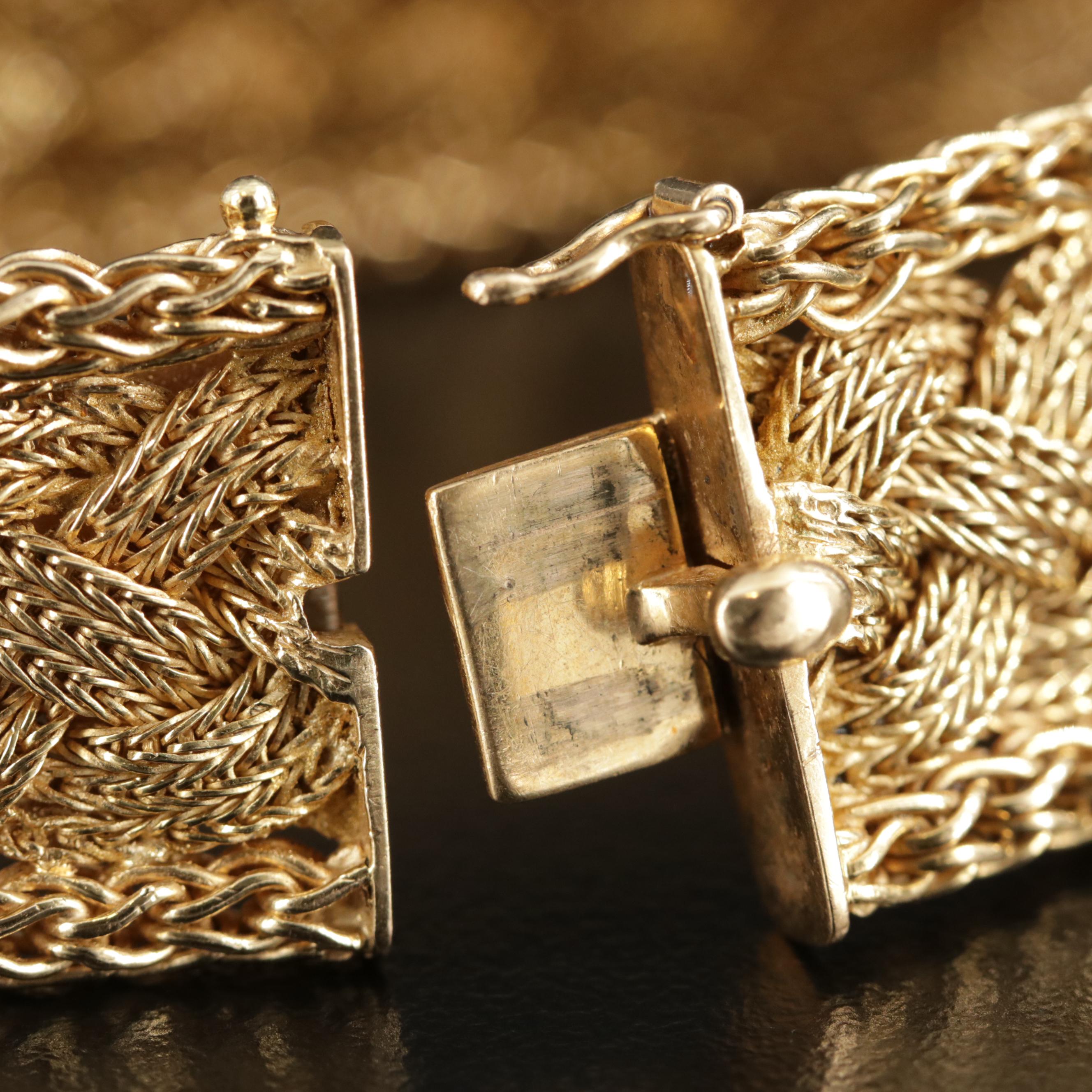 1960s Cartier 18K Yellow Gold Braided Foxtail Bracelet