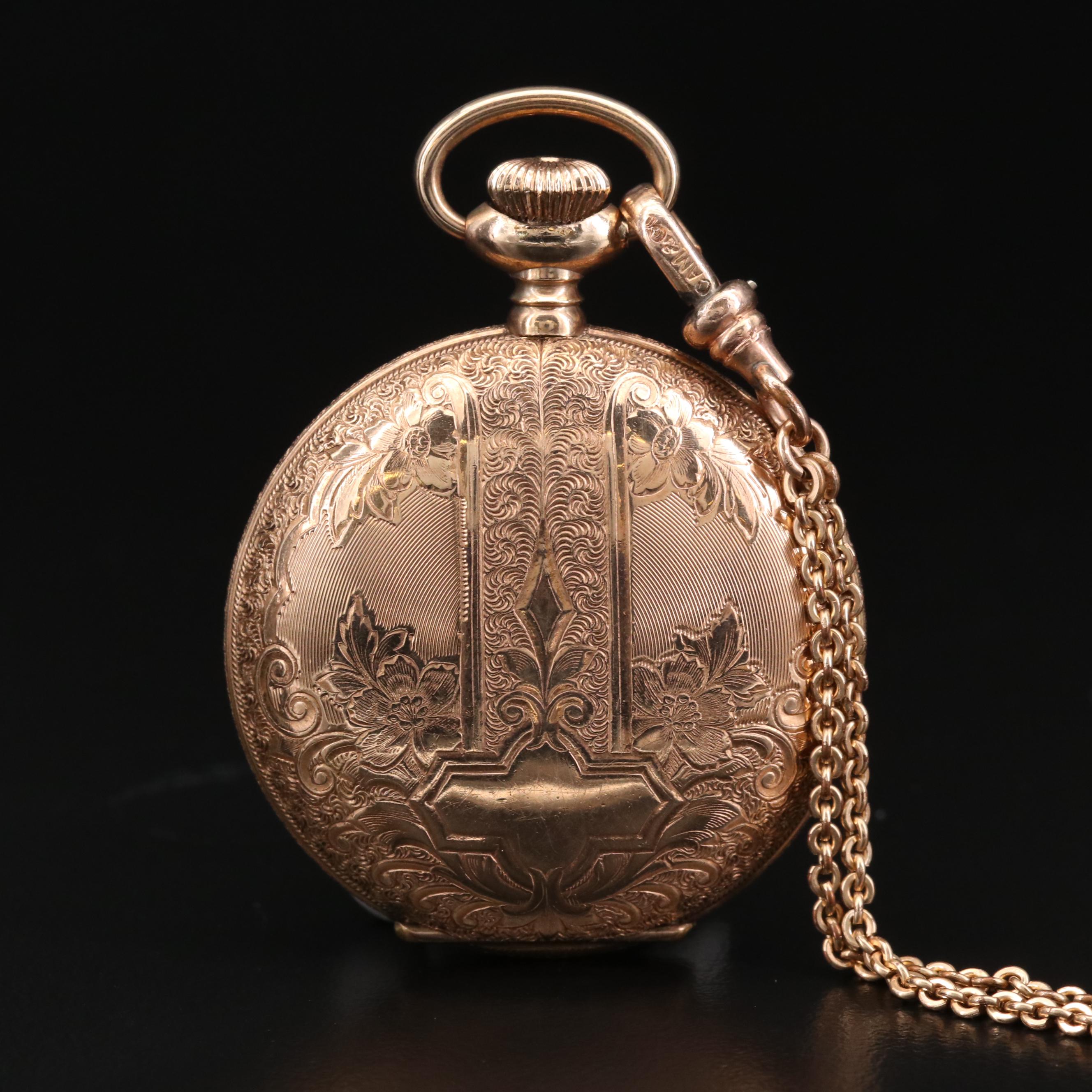 Claremont Watch Co. Gold Filled Hunting Case Pocket Watch with Chain Fob
