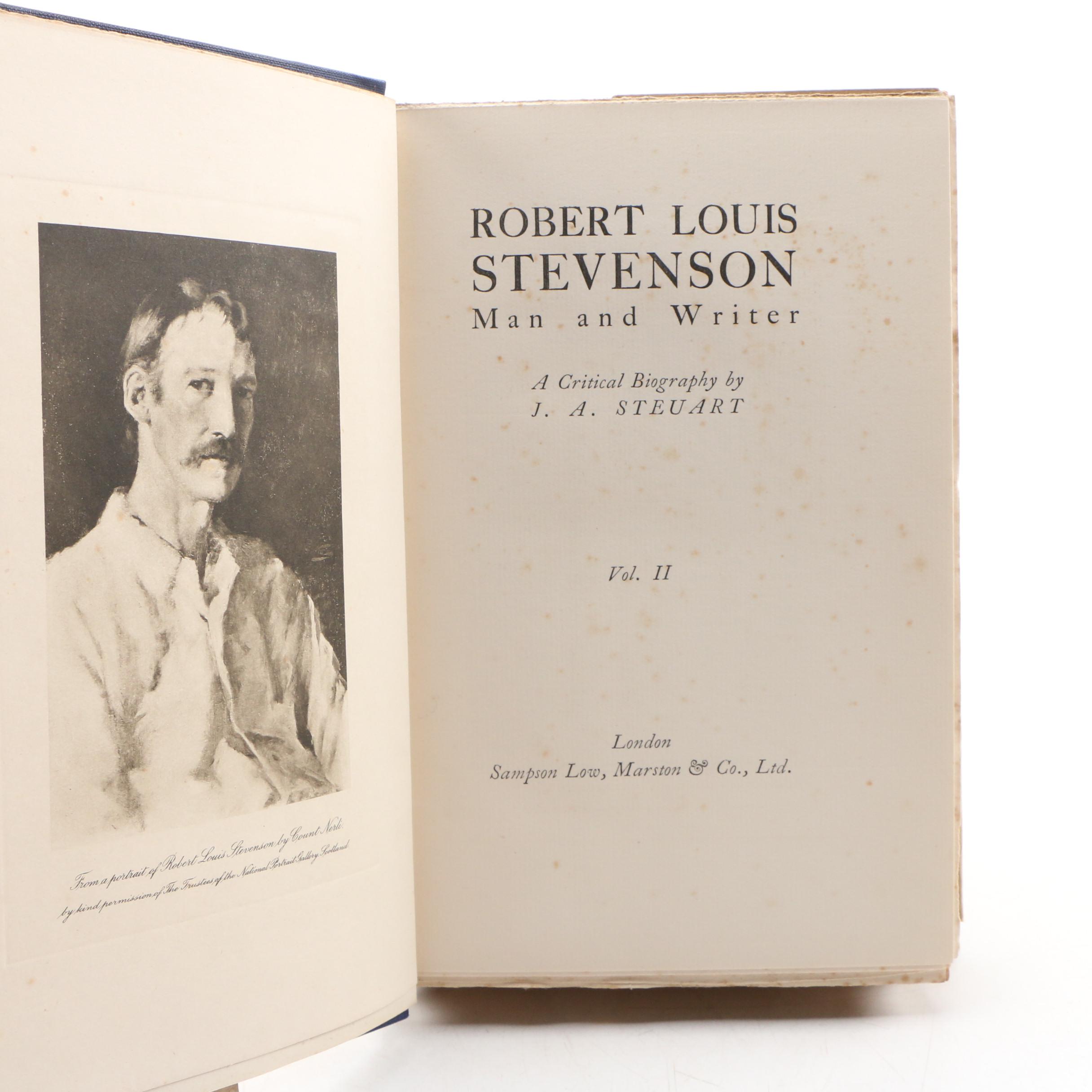 First Edition "Robert Louis Stevenson" by Steuart with Other Stevenson Books