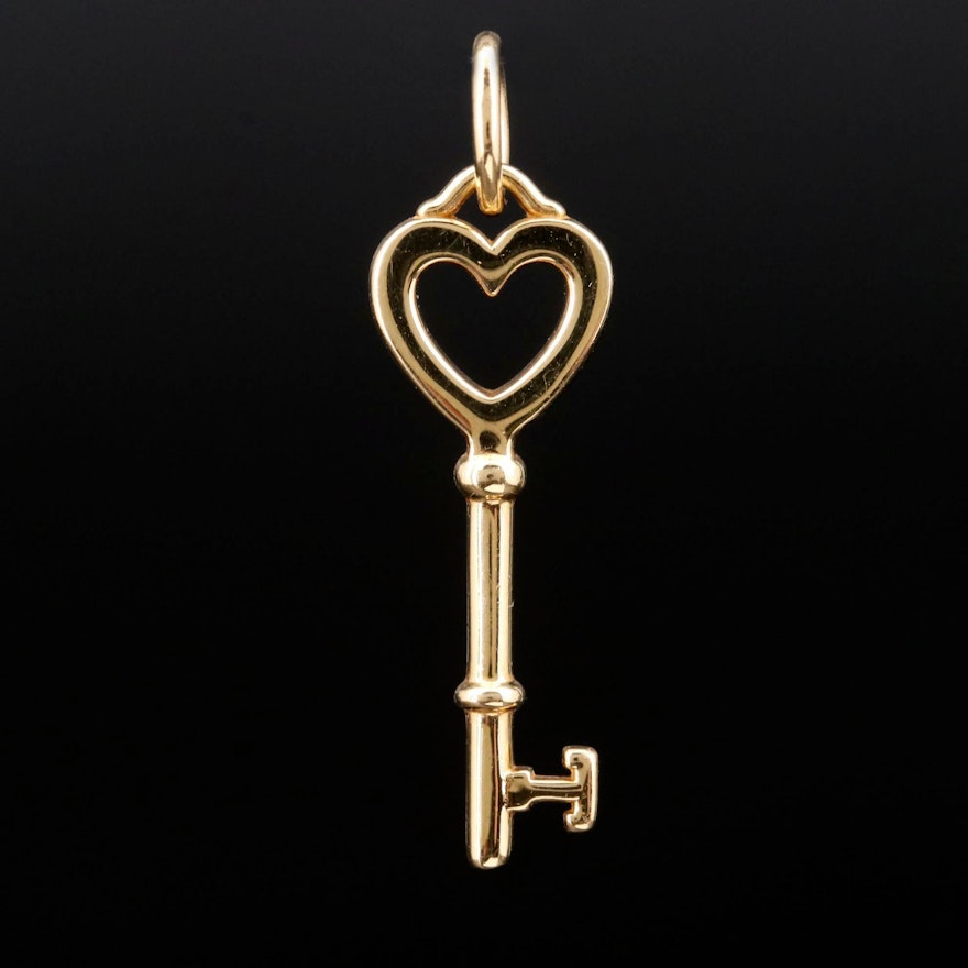 Tiffany & Co. 18K Yellow Gold Heart Key Pendant