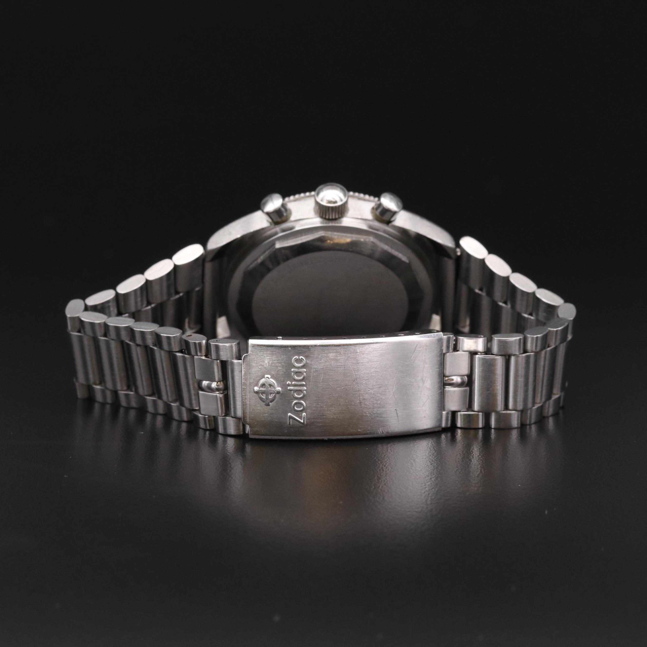 Vintage Clebar Military Chronograph Stainless Steel Stem Wind Watch