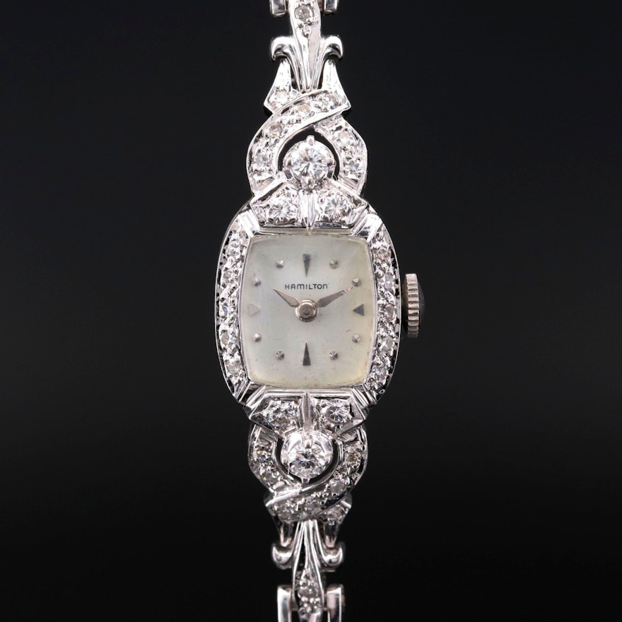 Hamilton White Gold and Diamonds Wristwatch