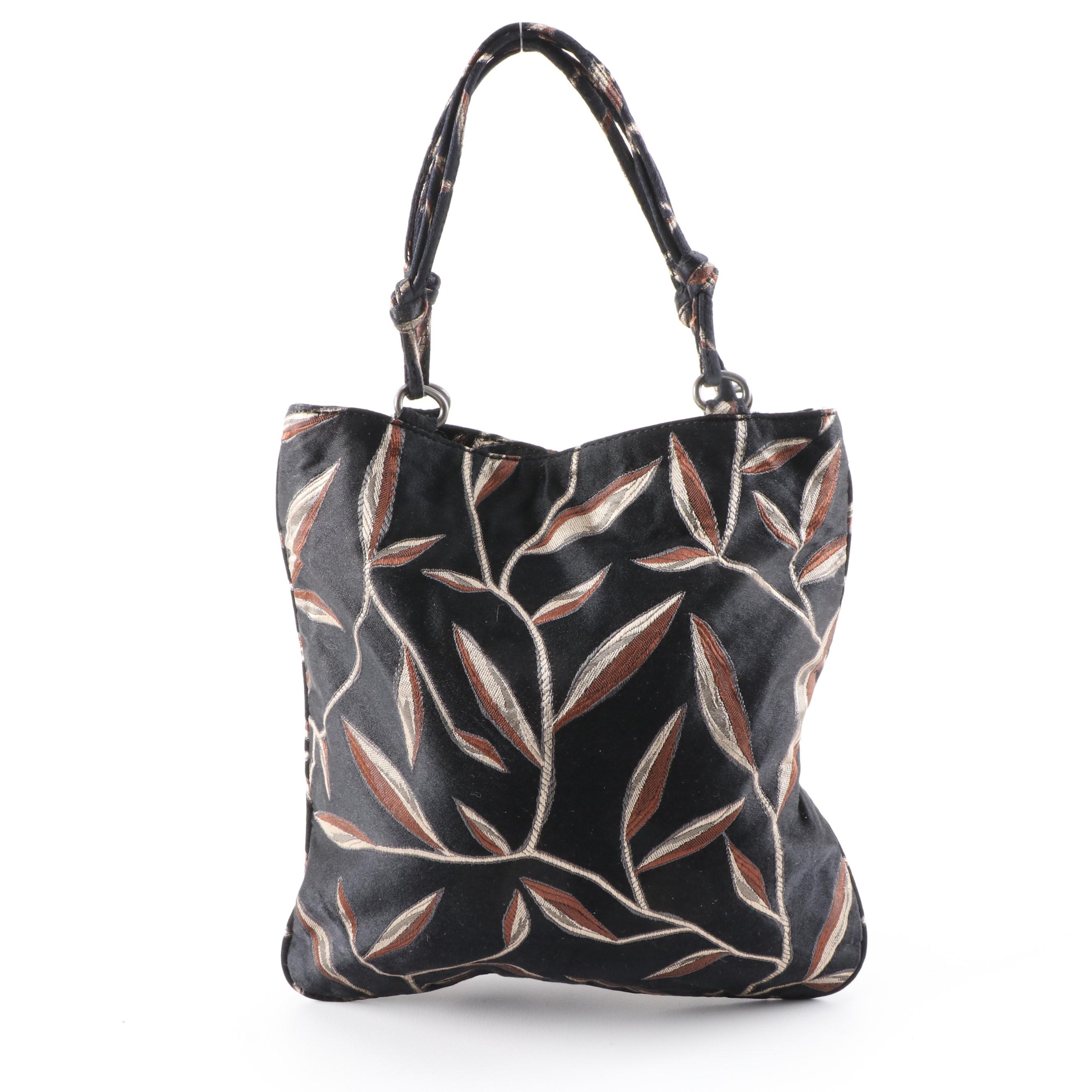 Prada Brown Foliate Jacquard Mini Tote