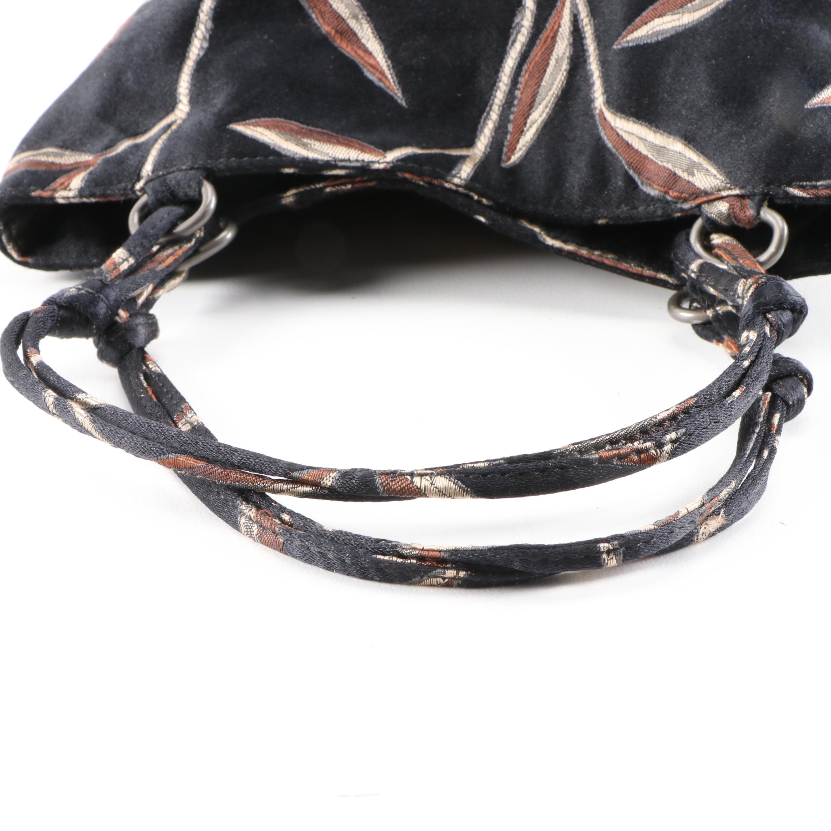 Prada Brown Foliate Jacquard Mini Tote