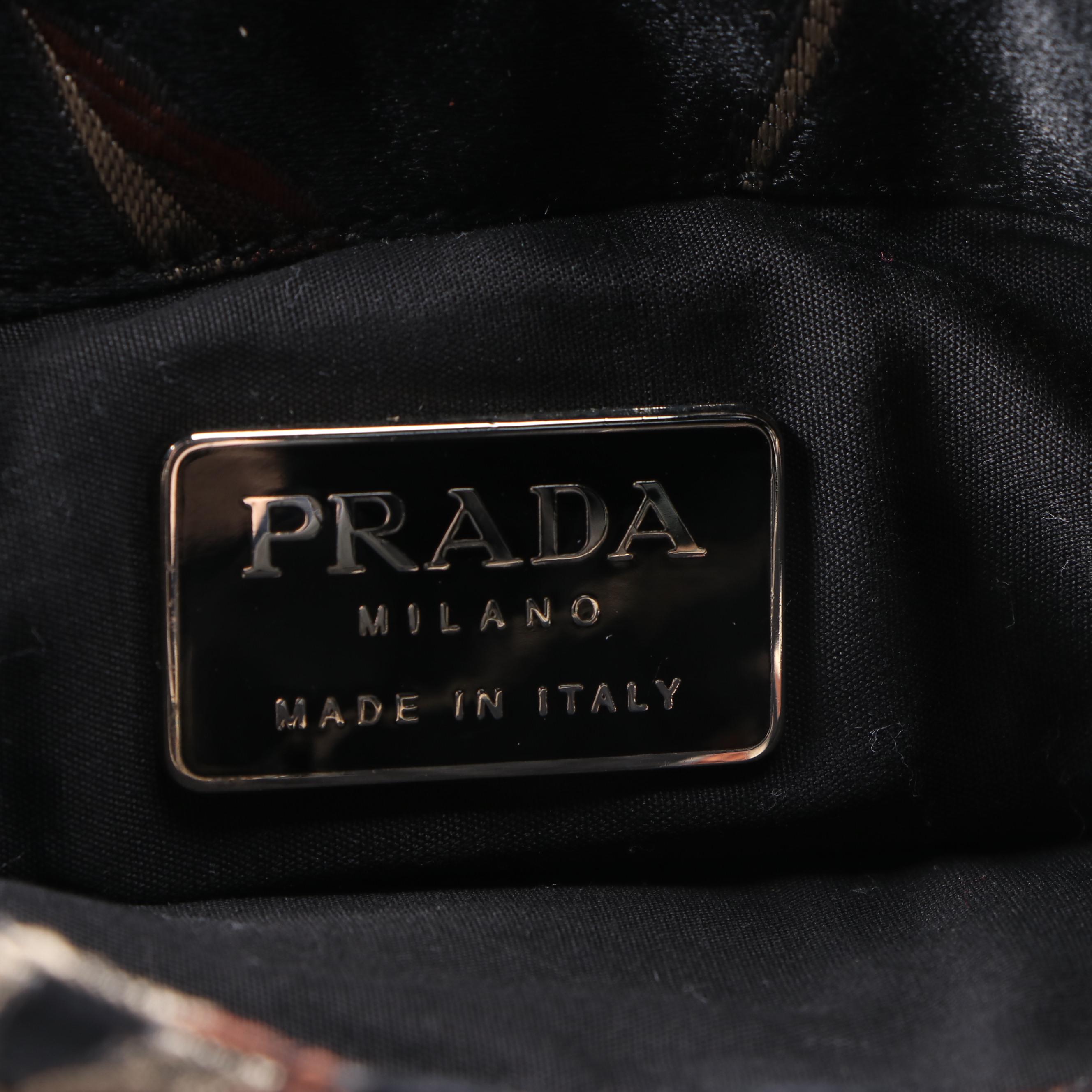 Prada Brown Foliate Jacquard Mini Tote