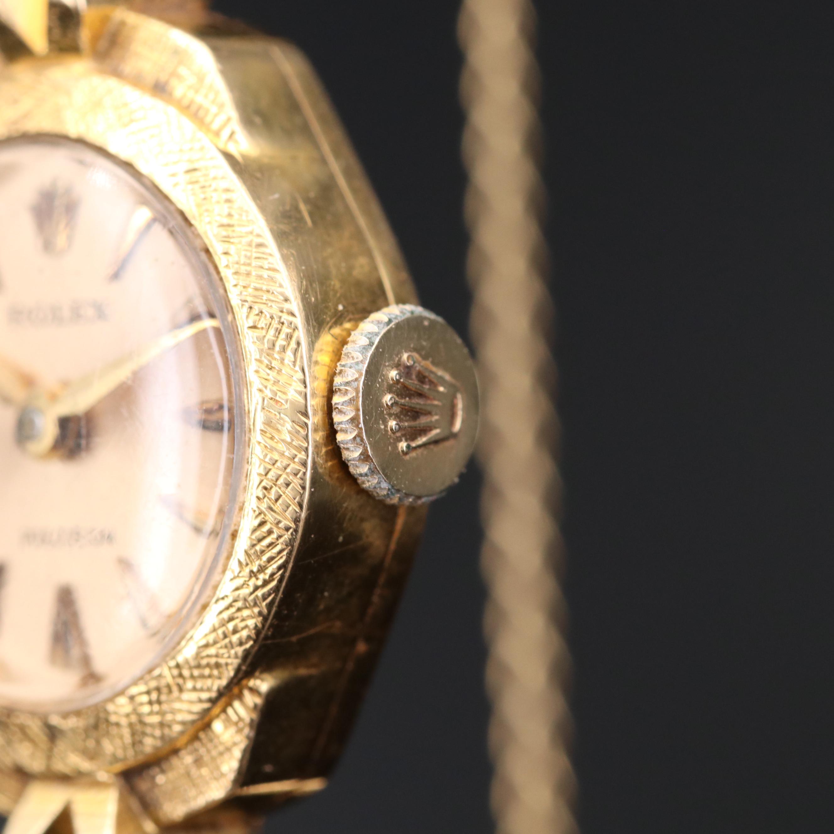 Rolex Precision 18K Gold Stem Wind Watch, Circa 1950