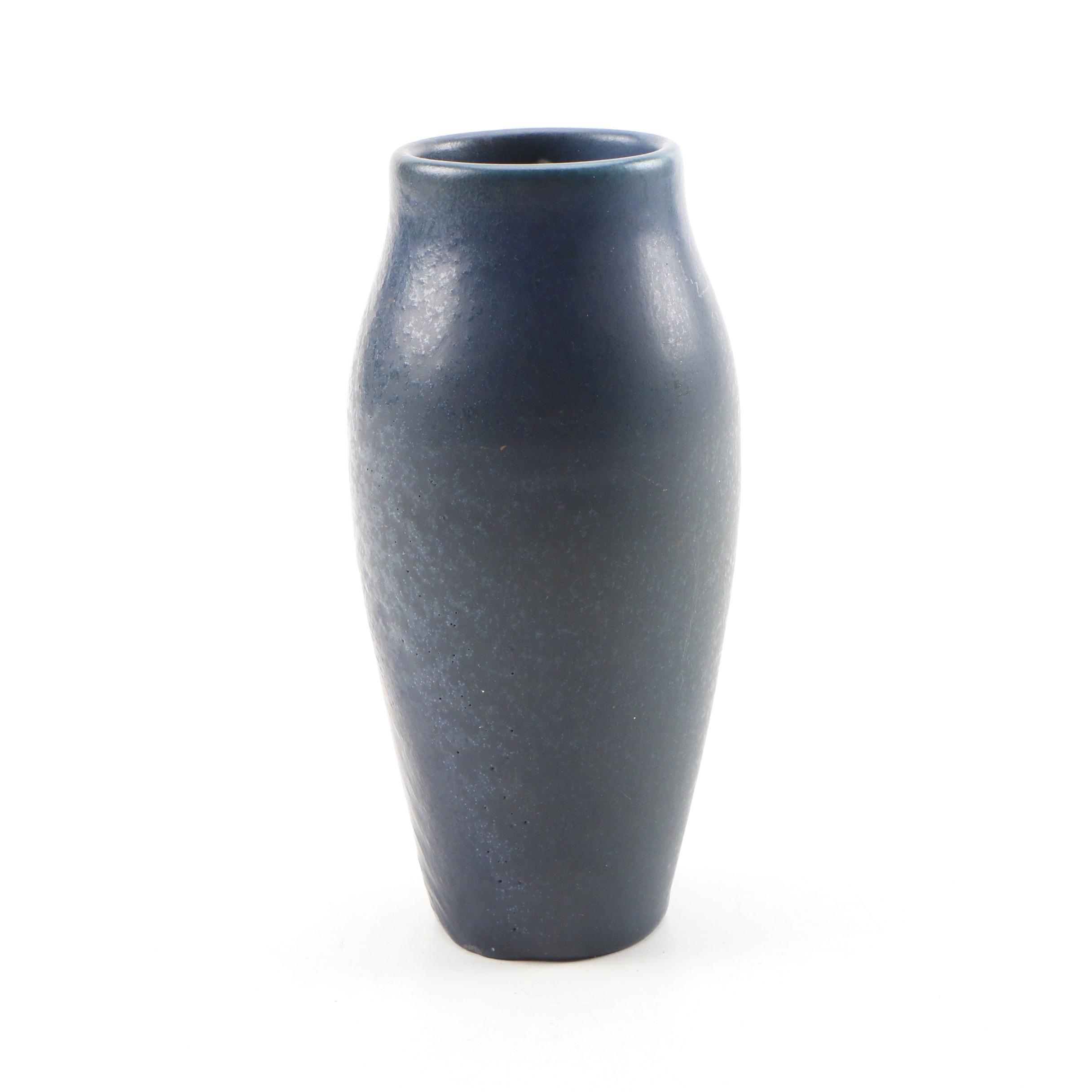 Rookwood Pottery Dark Blue Glaze Earthenware Vase, 1906