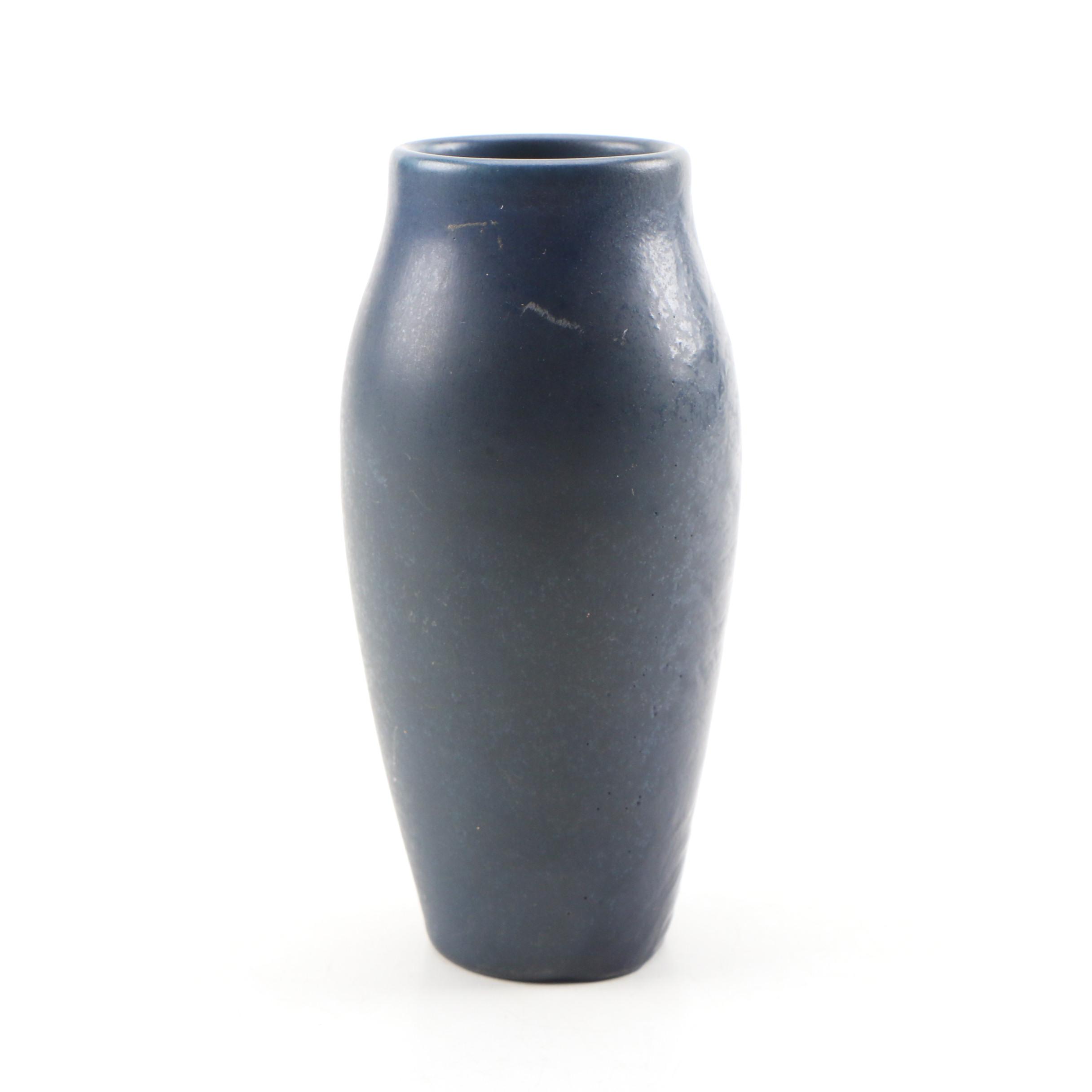Rookwood Pottery Dark Blue Glaze Earthenware Vase, 1906