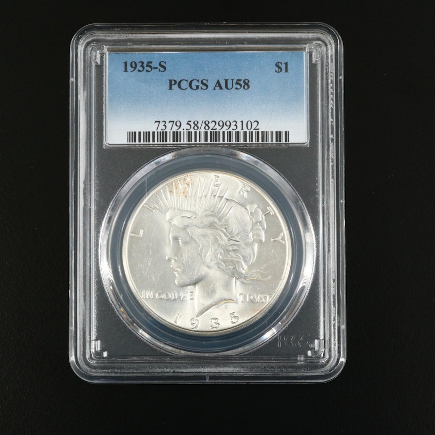 PCGS Graded AU58 1935-S Peace Silver Dollar