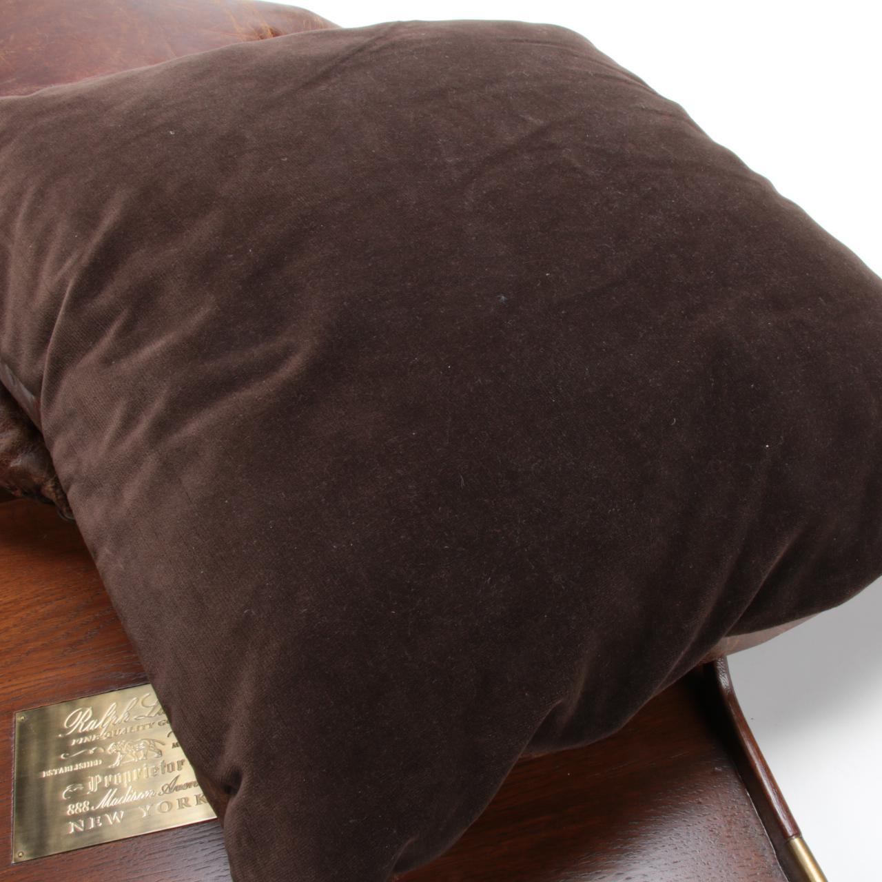 Ralph Lauren Oversized Wooden Tray and Distressed Leather Pillows