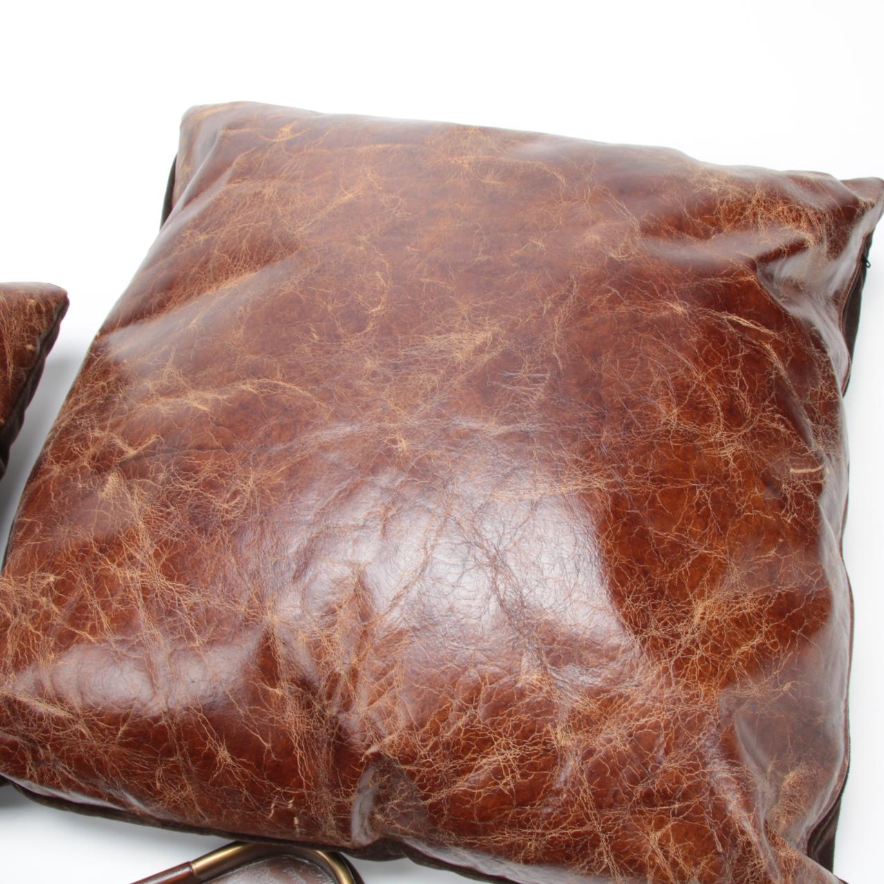 Ralph Lauren Oversized Wooden Tray and Distressed Leather Pillows