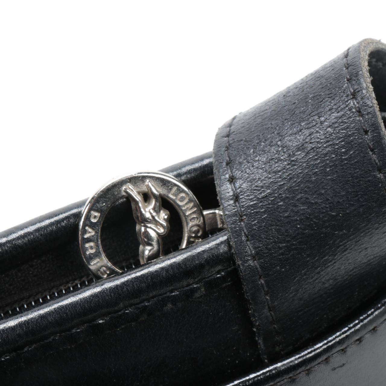 Longchamp Paris Roseau Side Toggle Black Leather Shoulder Bag