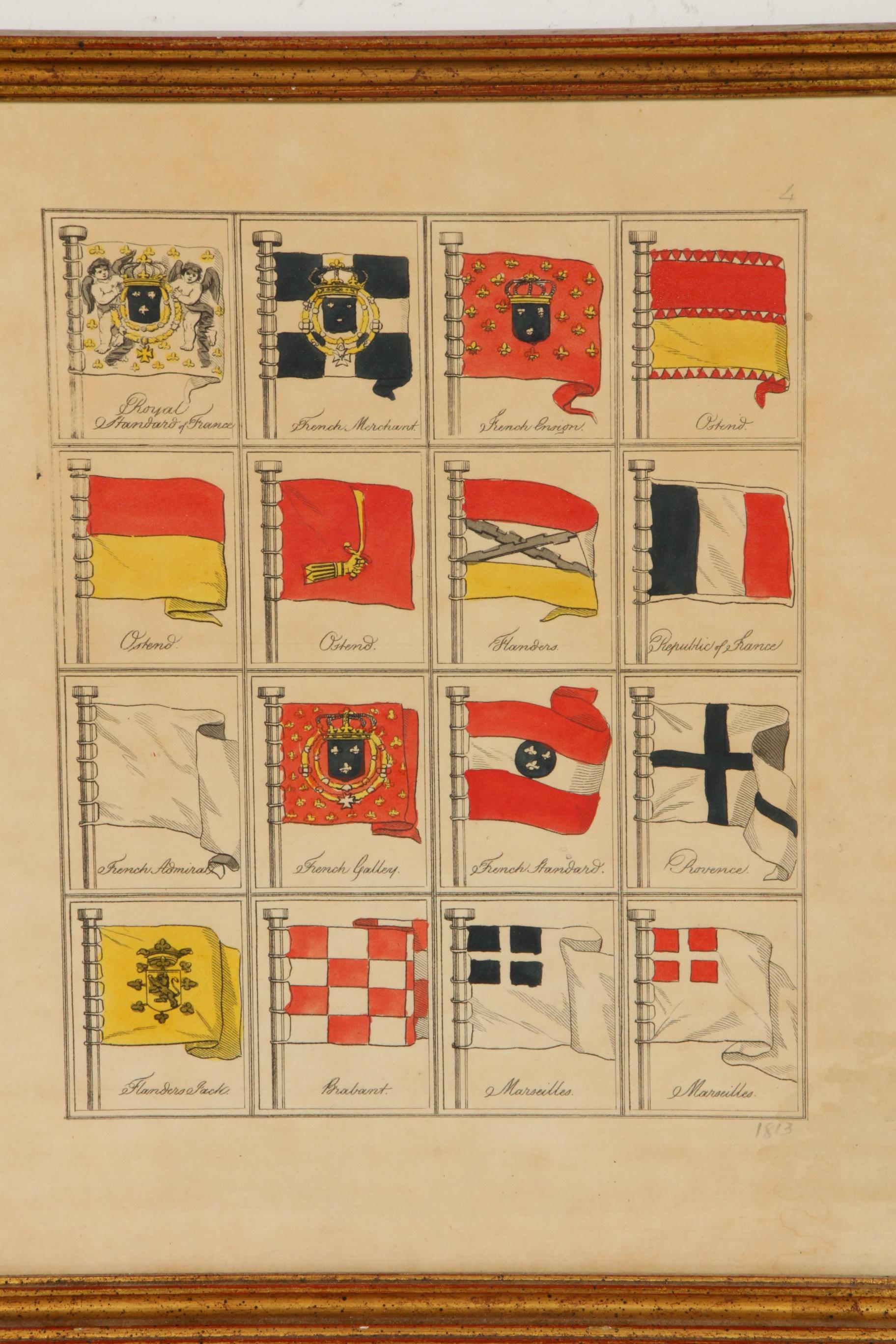 Hand-Colored Engravings from "A Collection of All the Principal Flags", c. 1813