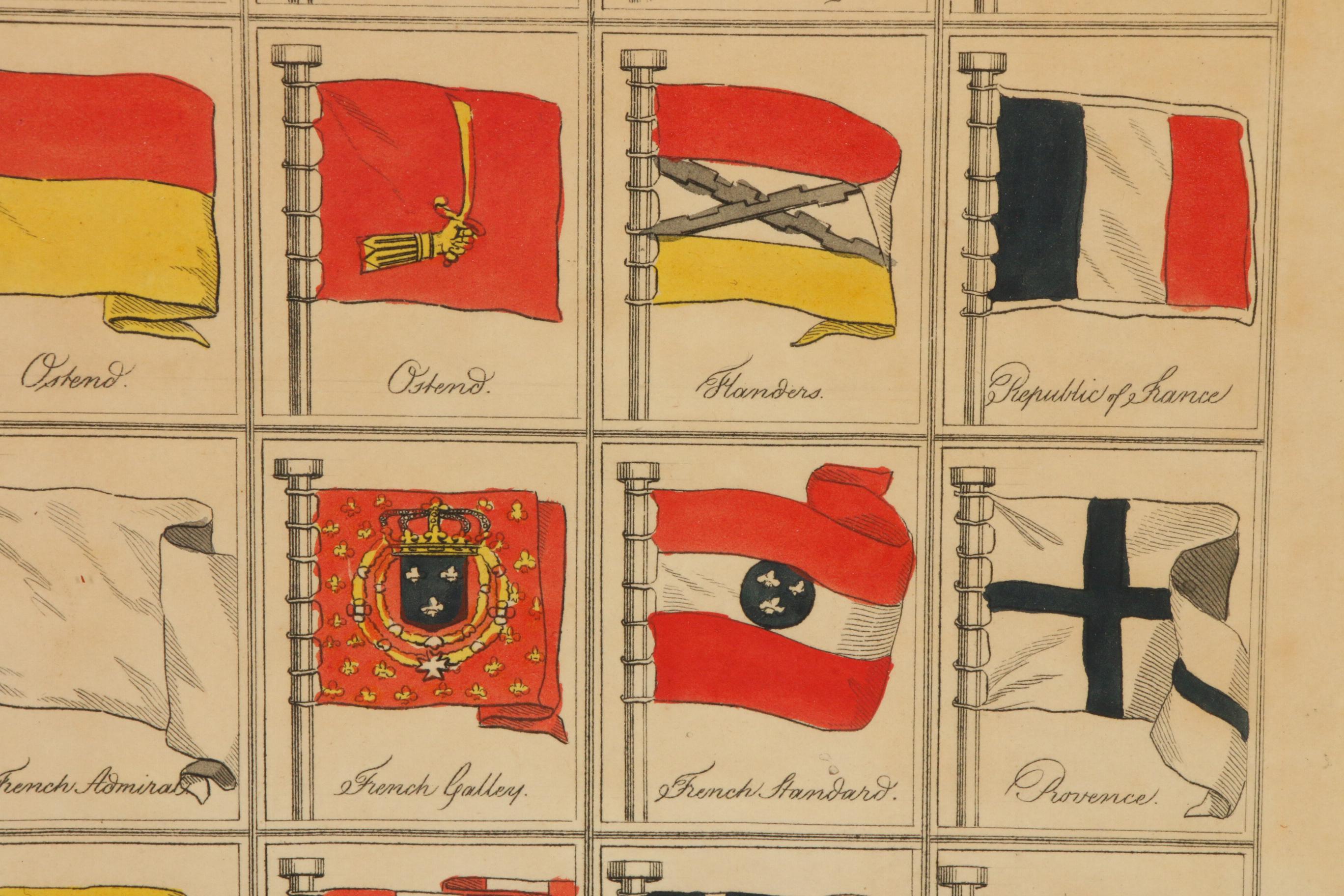 Hand-Colored Engravings from "A Collection of All the Principal Flags", c. 1813