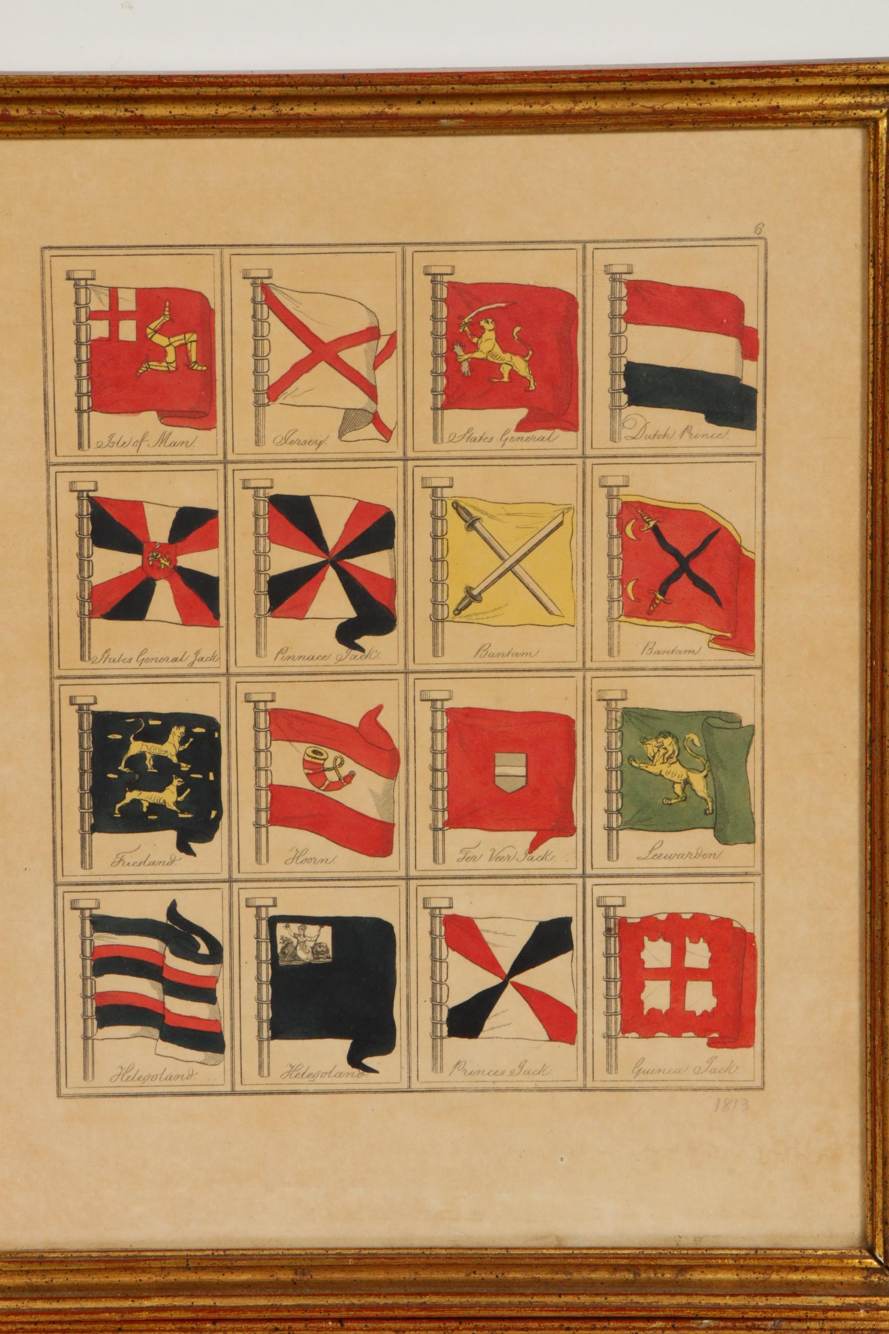 Hand-Colored Engravings from "A Collection of All the Principal Flags", c. 1813