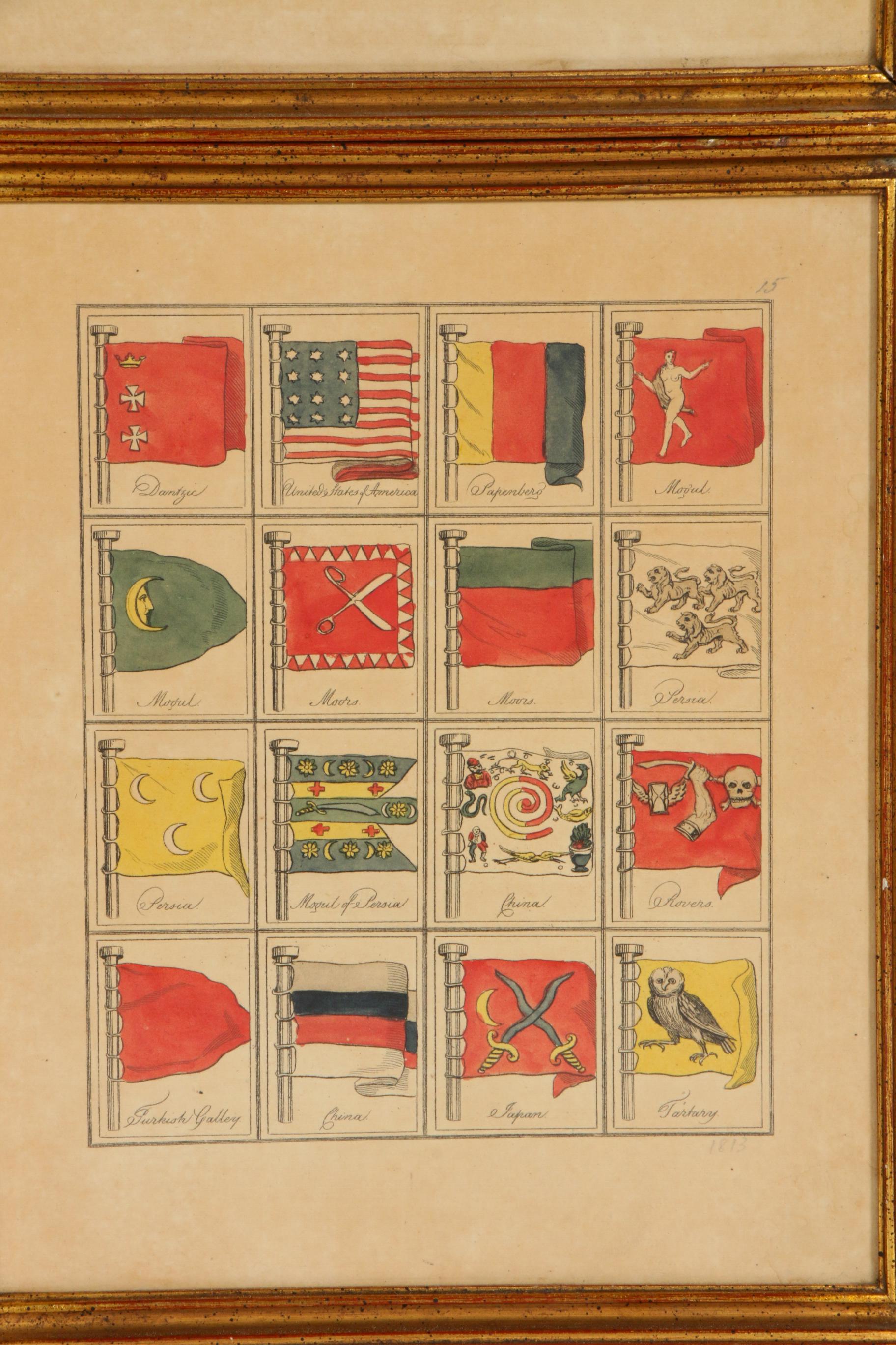 Hand-Colored Engravings from "A Collection of All the Principal Flags", c. 1813
