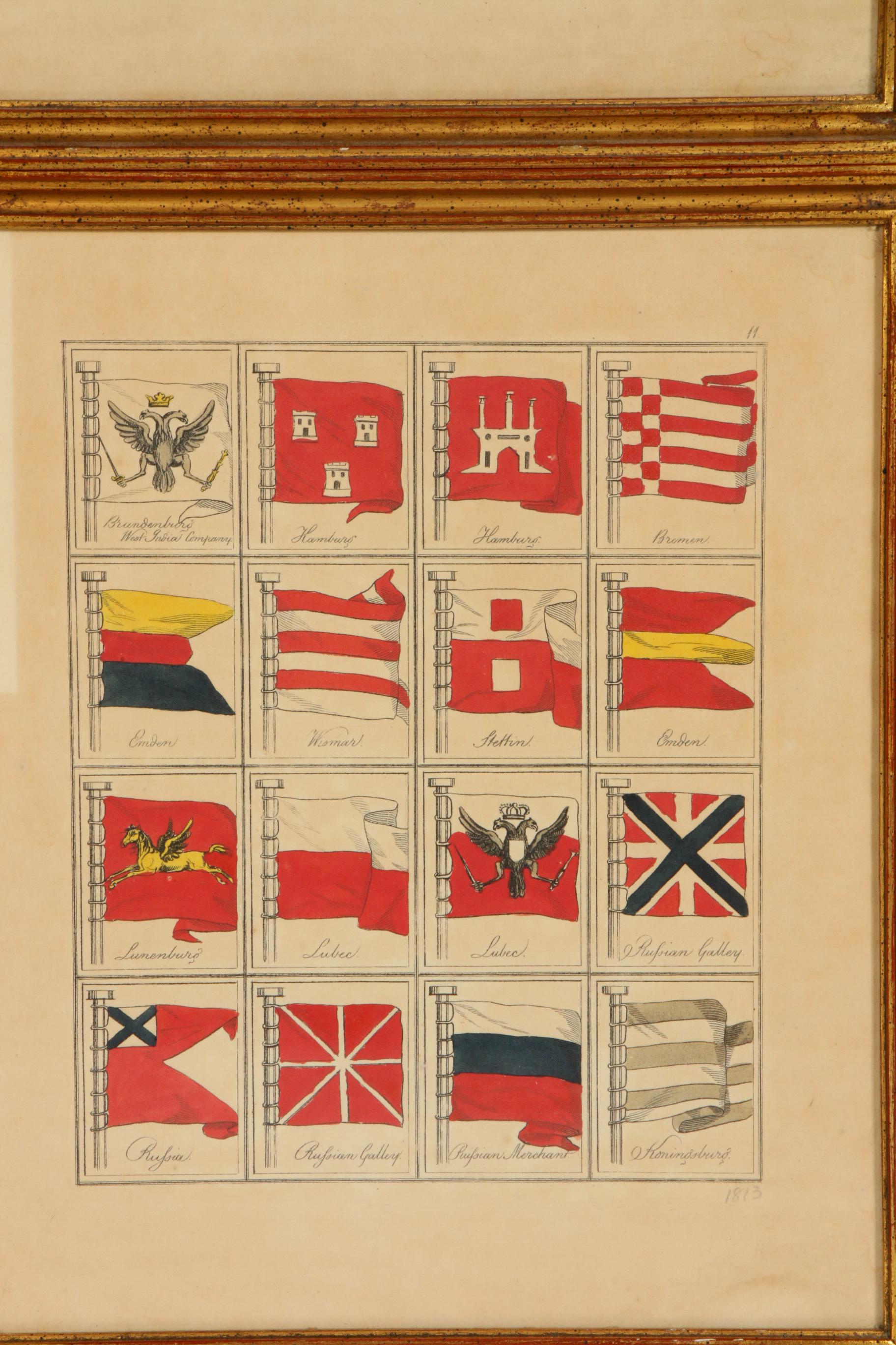 Hand-Colored Engravings from "A Collection of All the Principal Flags", c. 1813