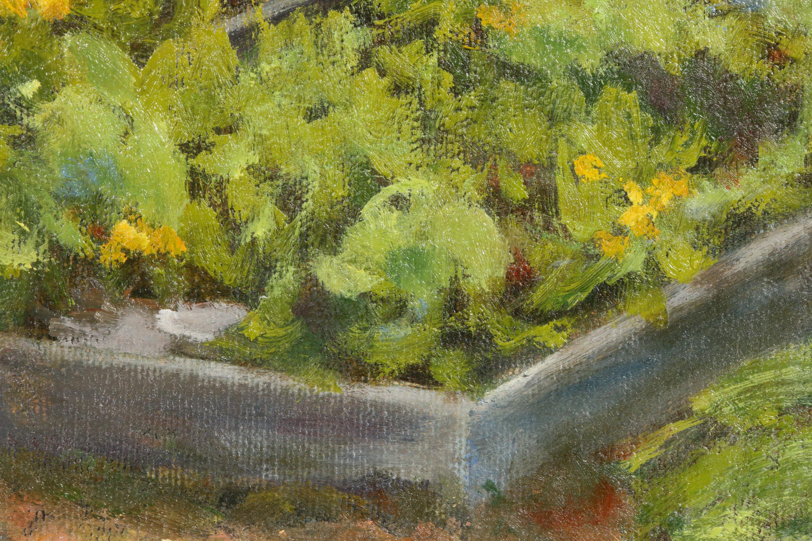 Emily Featherstone Community Garden Scene Acrylic Painting