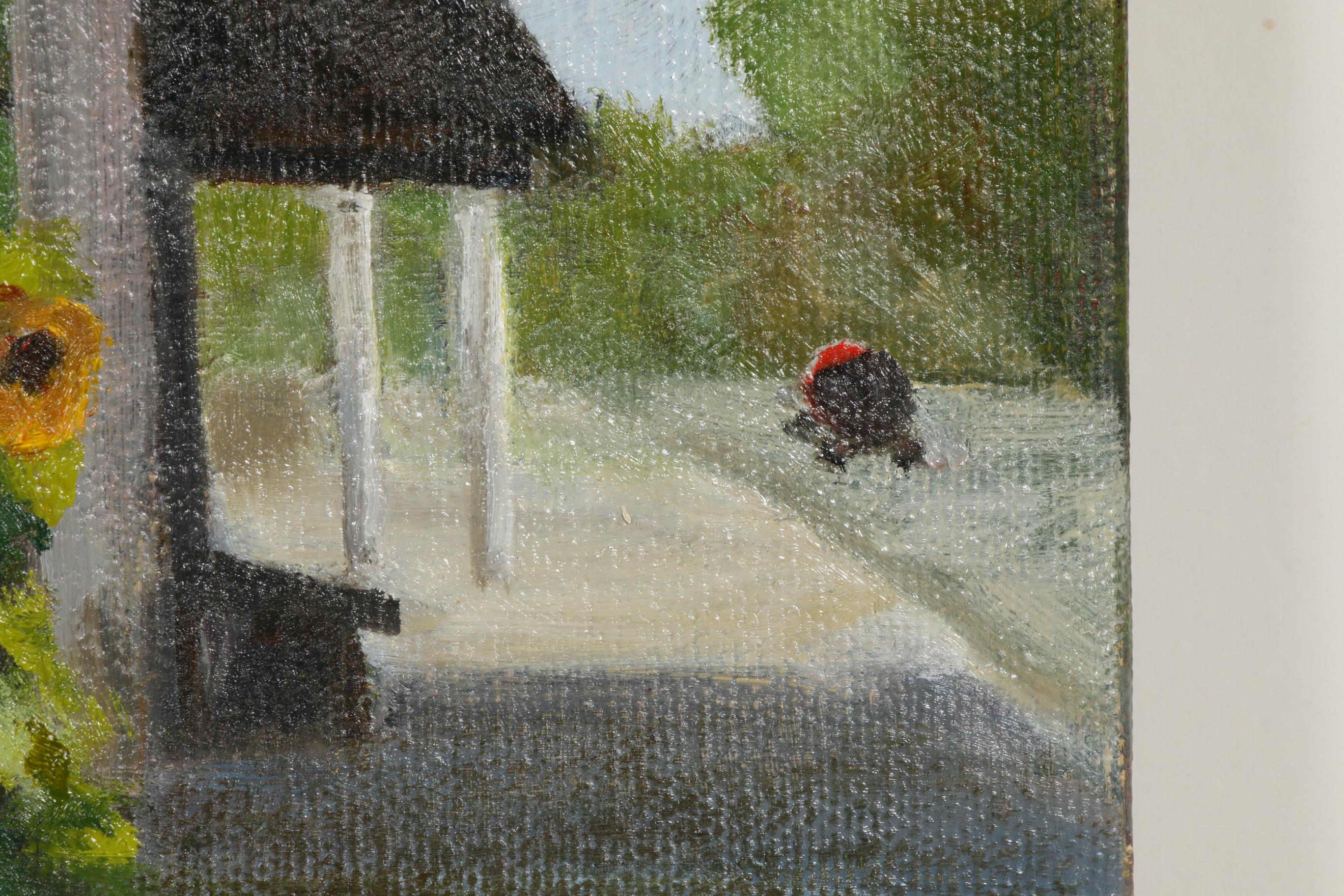 Emily Featherstone Community Garden Scene Acrylic Painting