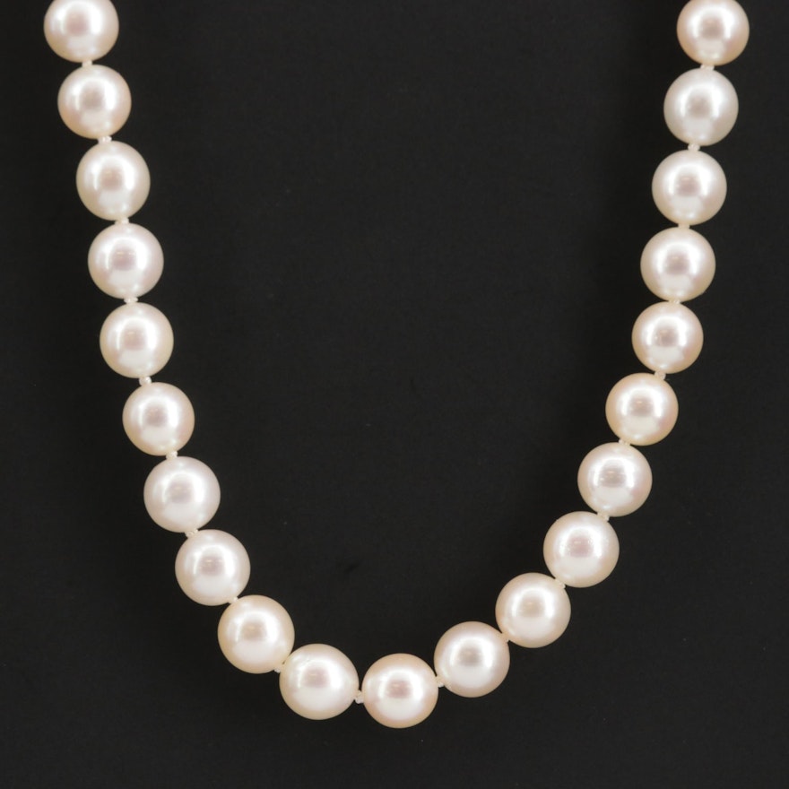 Vintage Strand of Mikimoto Pearls with Sterling Clasp