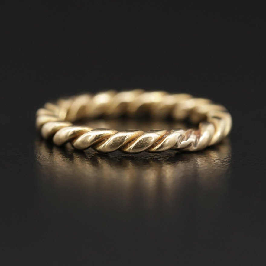 18K Yellow Gold Band with Rope Detailing