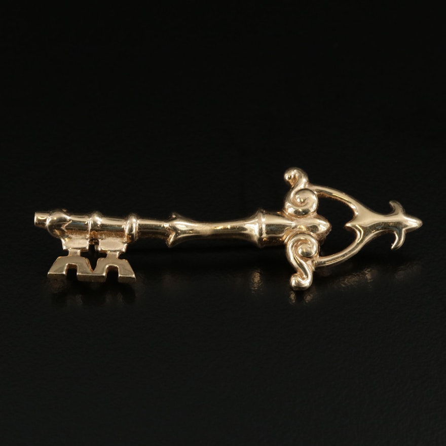 14K Yellow Gold Key Brooch