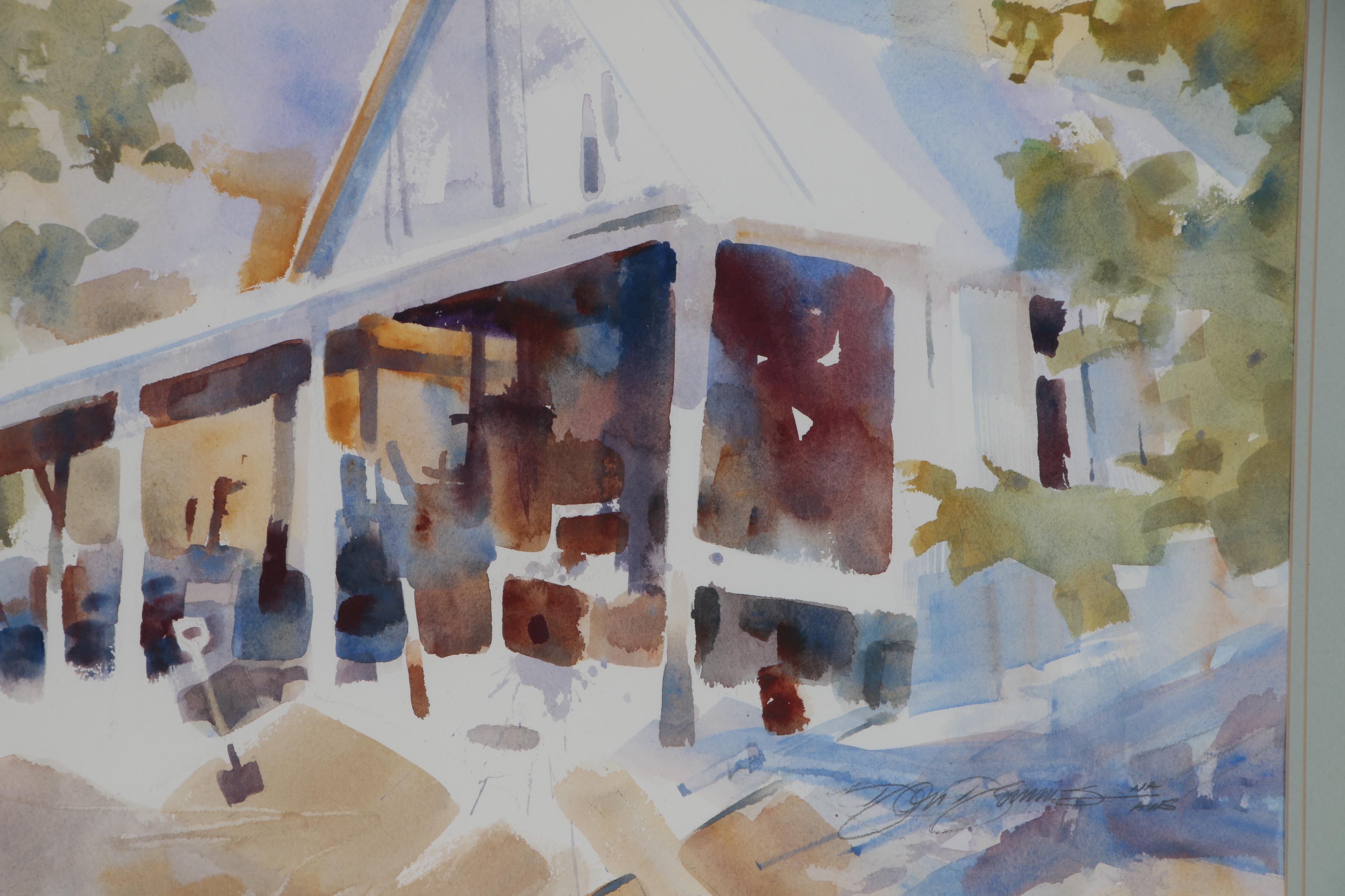 Don Dennis Watercolor Painting "Open Air Boat Shed"