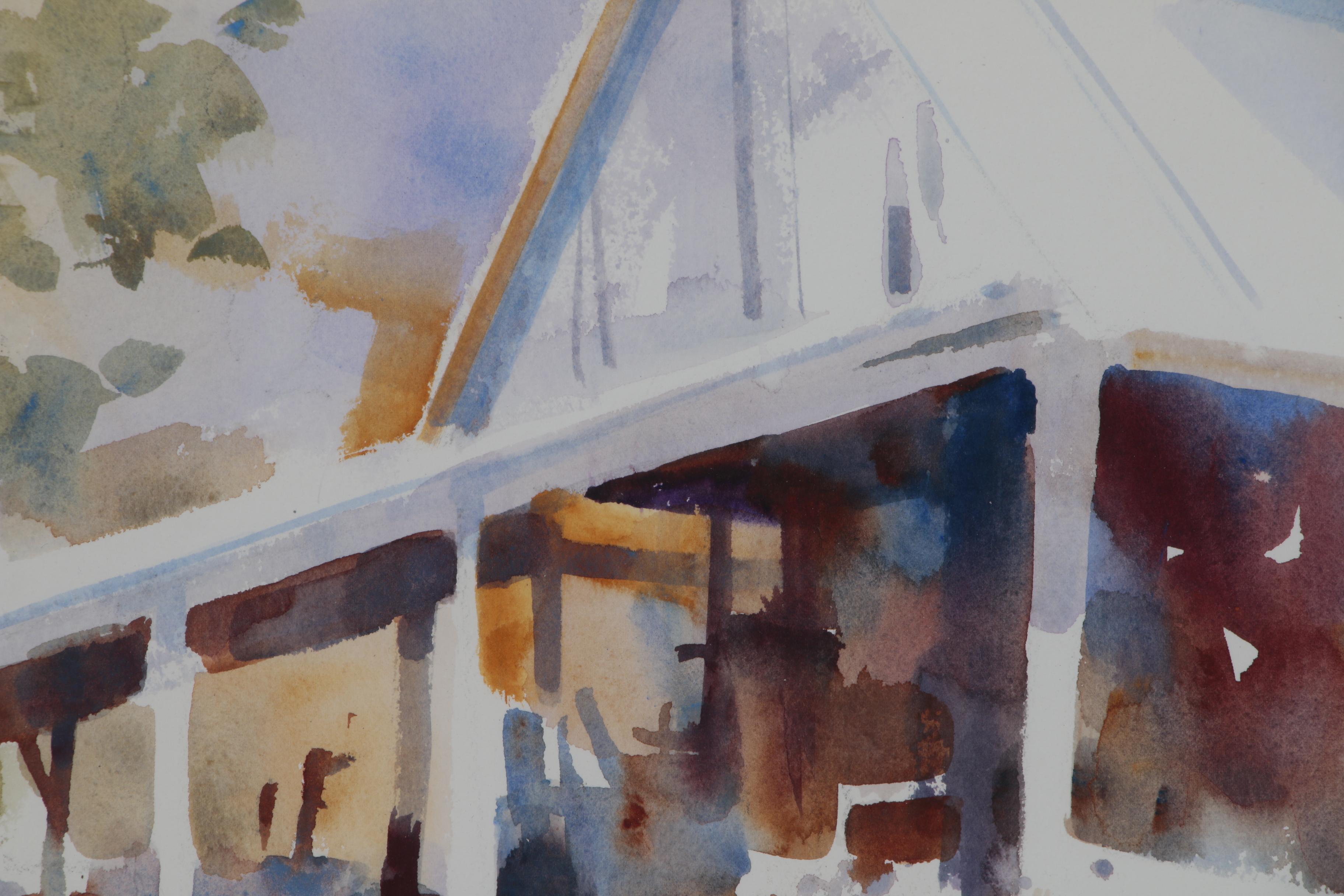 Don Dennis Watercolor Painting "Open Air Boat Shed"