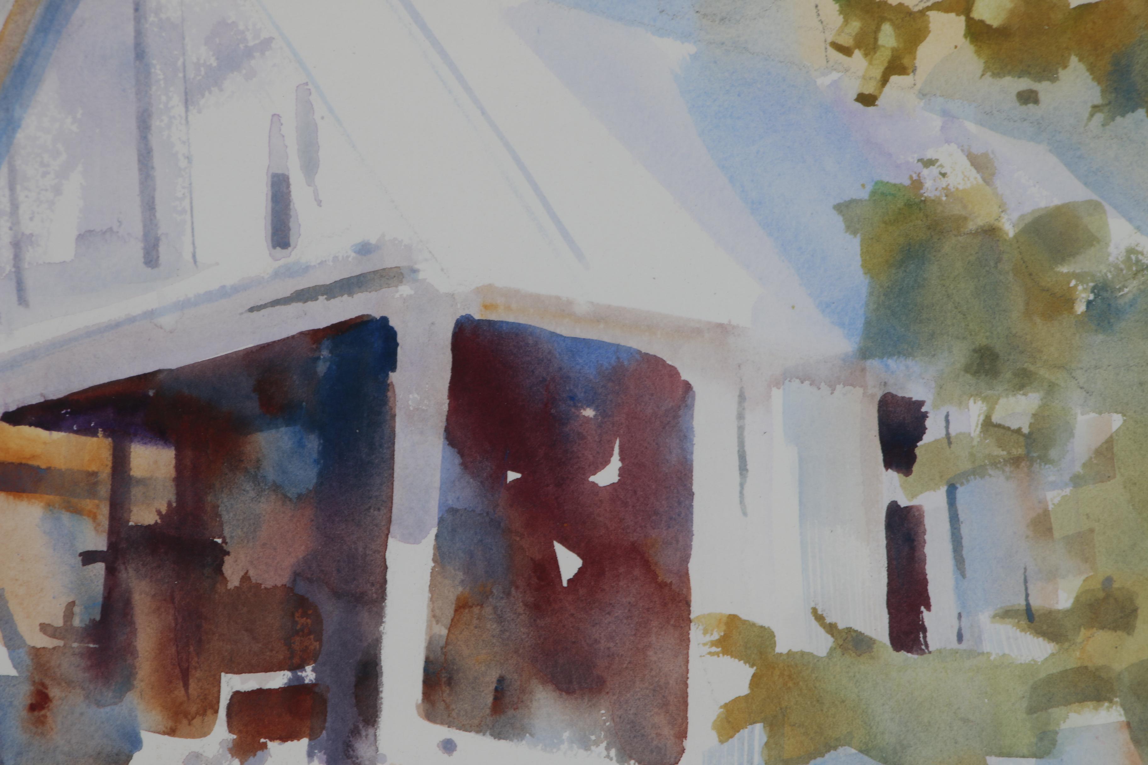 Don Dennis Watercolor Painting "Open Air Boat Shed"