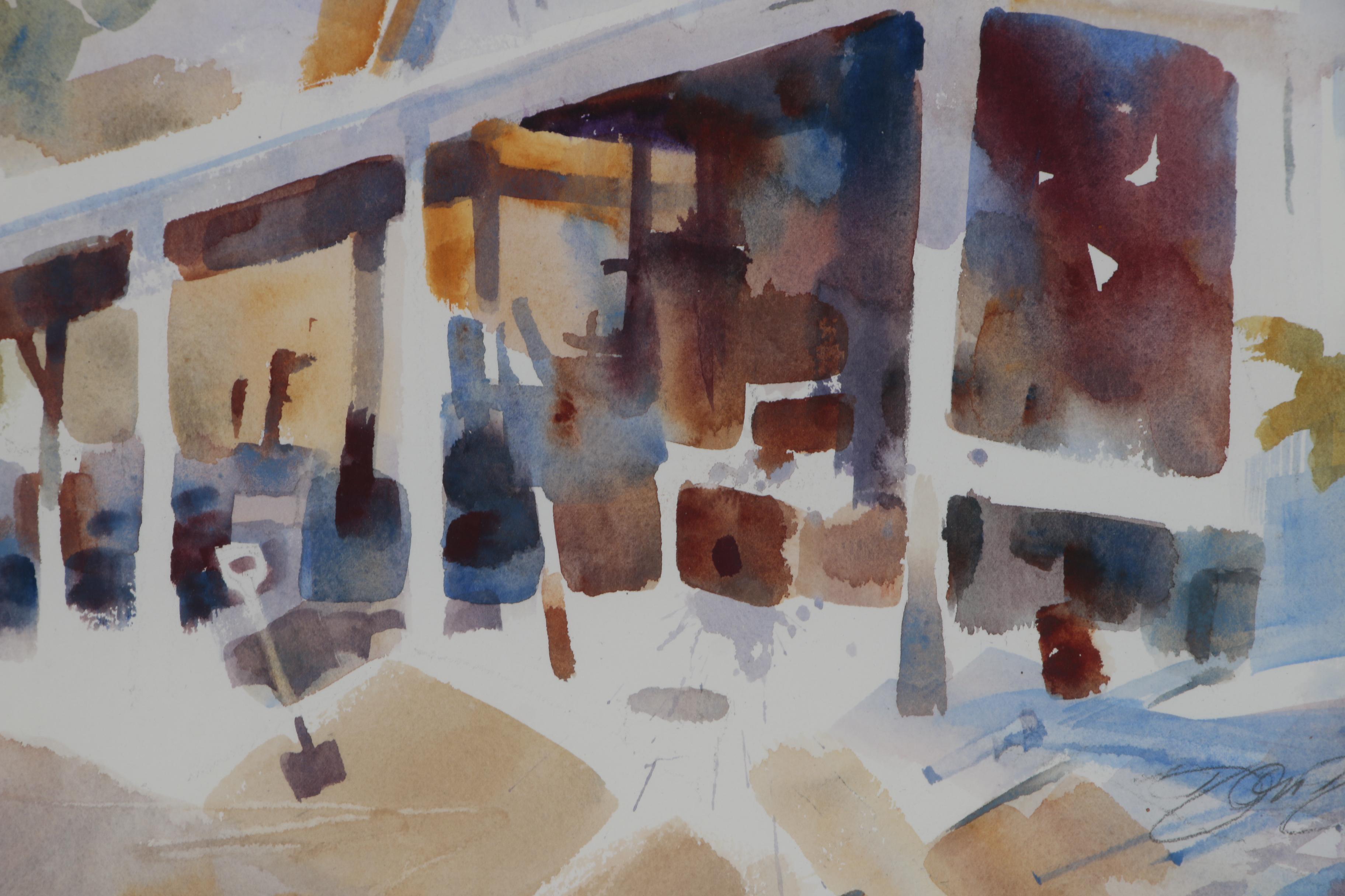 Don Dennis Watercolor Painting "Open Air Boat Shed"