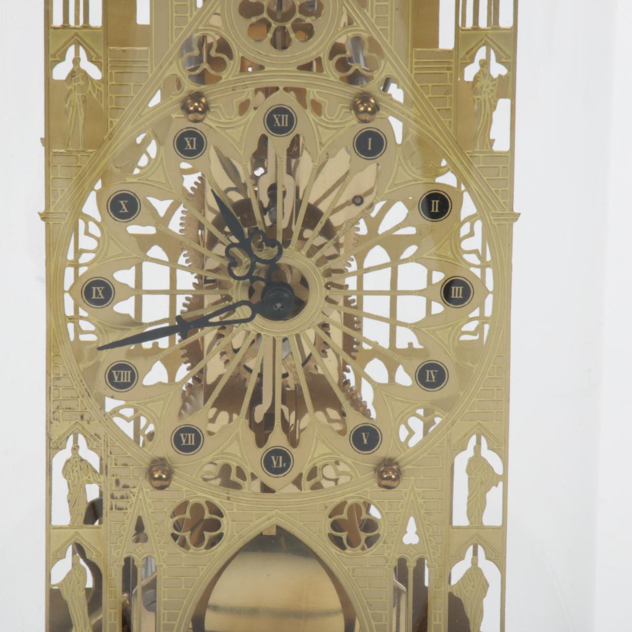 Franklin Mint Domed York Minster Brass Skeleton Clock
