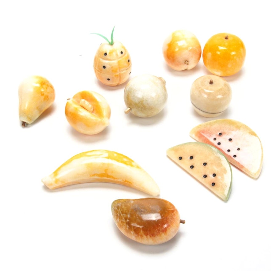 Handcrafted Italian Dyed Alabaster Fruit Carvings