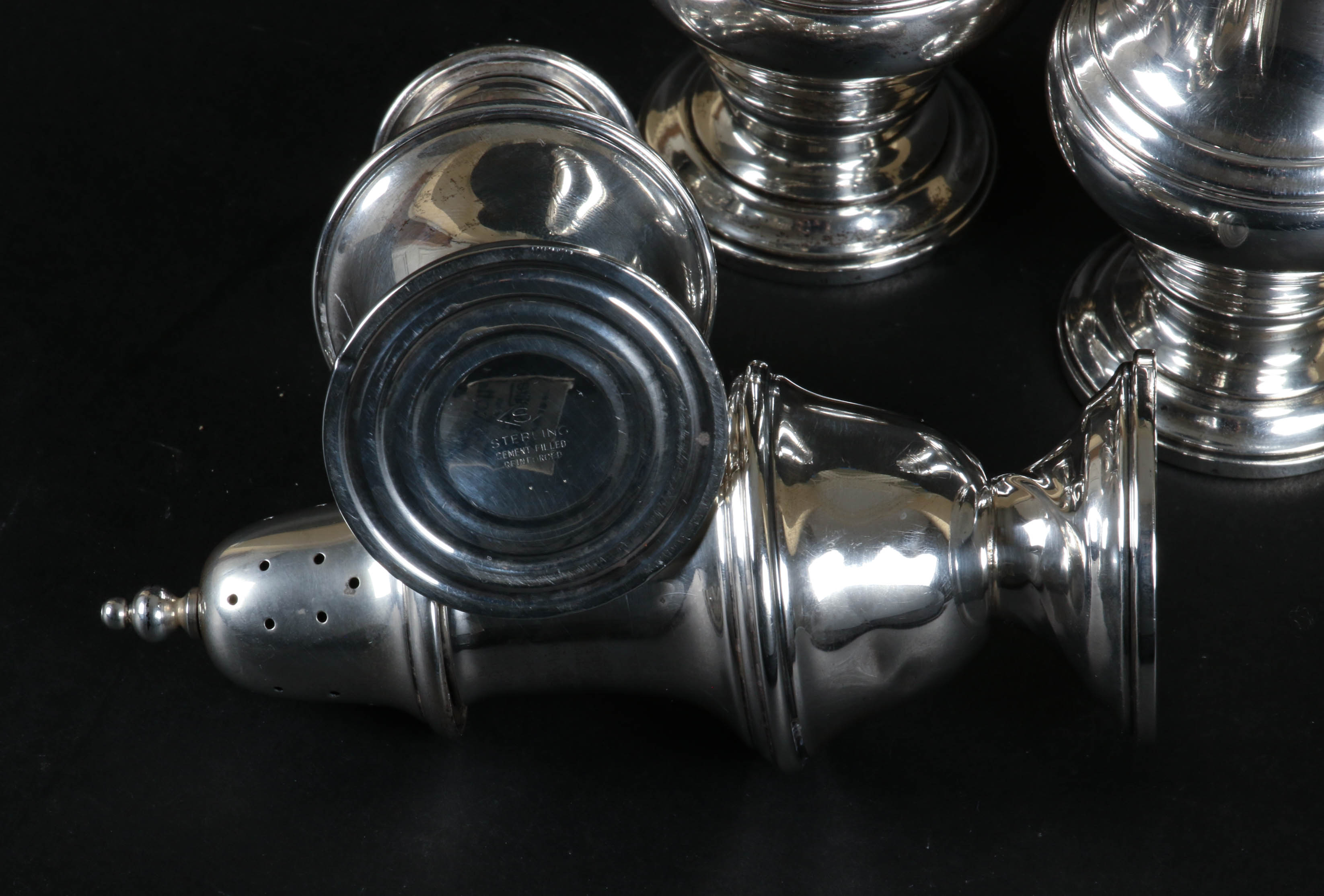 Tiffany & Co and Schweitzer Sterling Silver Salt and Pepper Shakers, Mid-Century