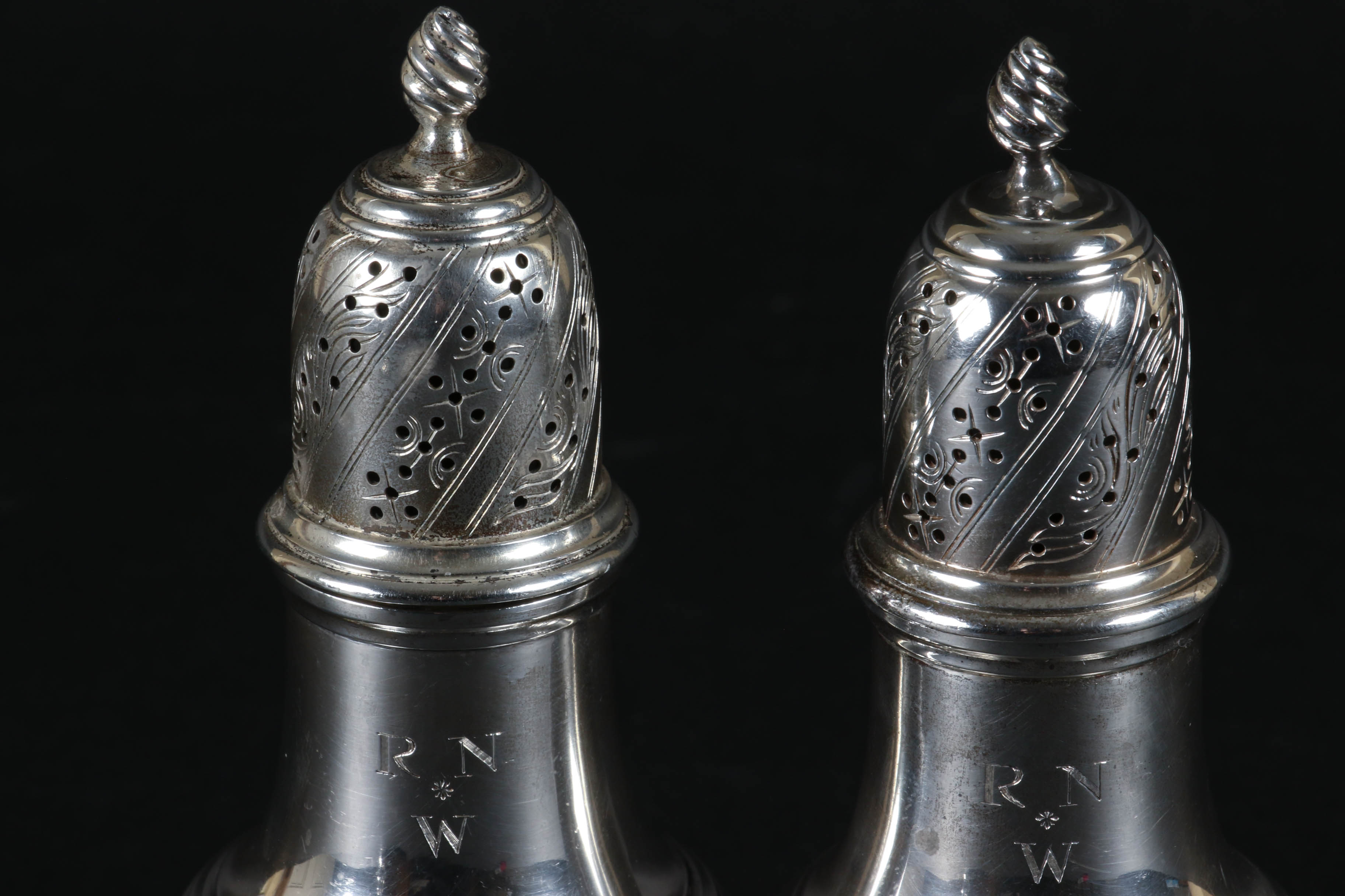 Tiffany & Co and Schweitzer Sterling Silver Salt and Pepper Shakers, Mid-Century