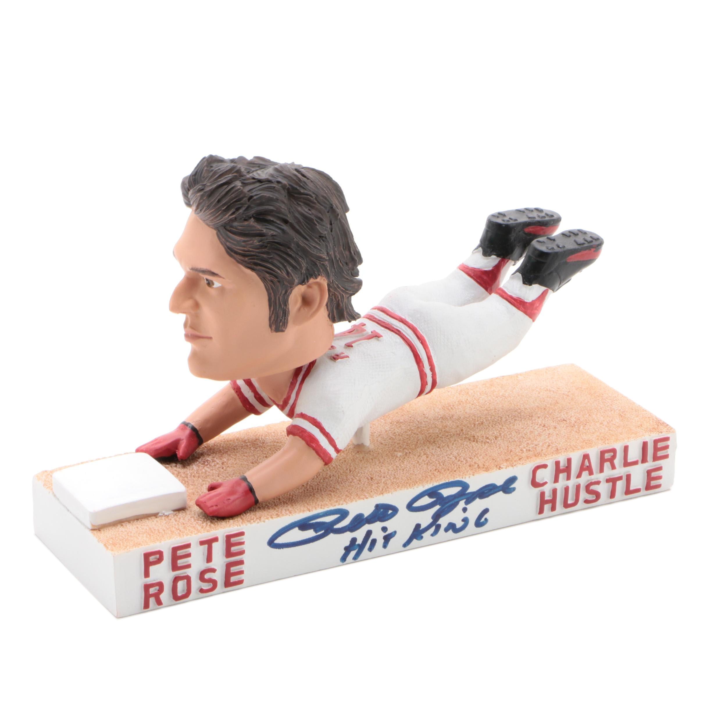 Pete Rose Signed "Sliding" Rose Bobblehead  COA