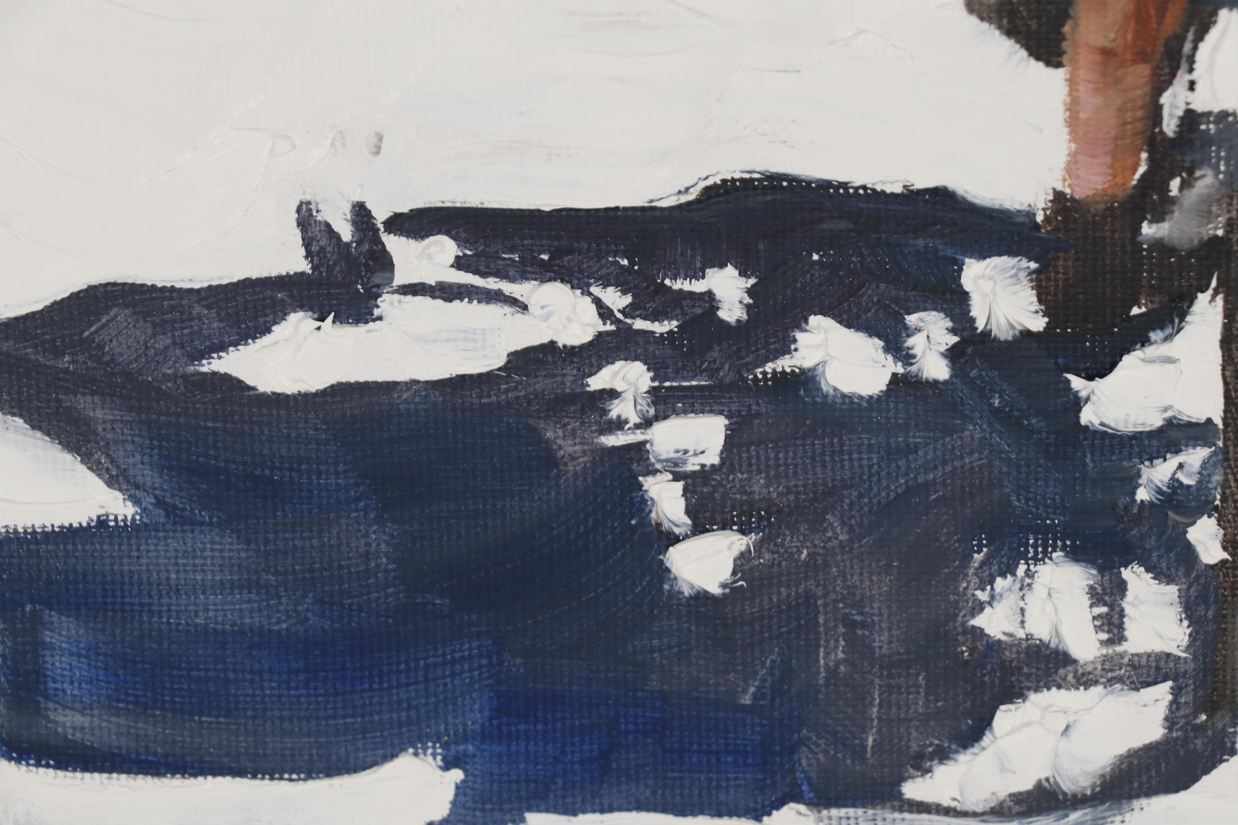 James Coates Oil Painting of Cyclist with Dog