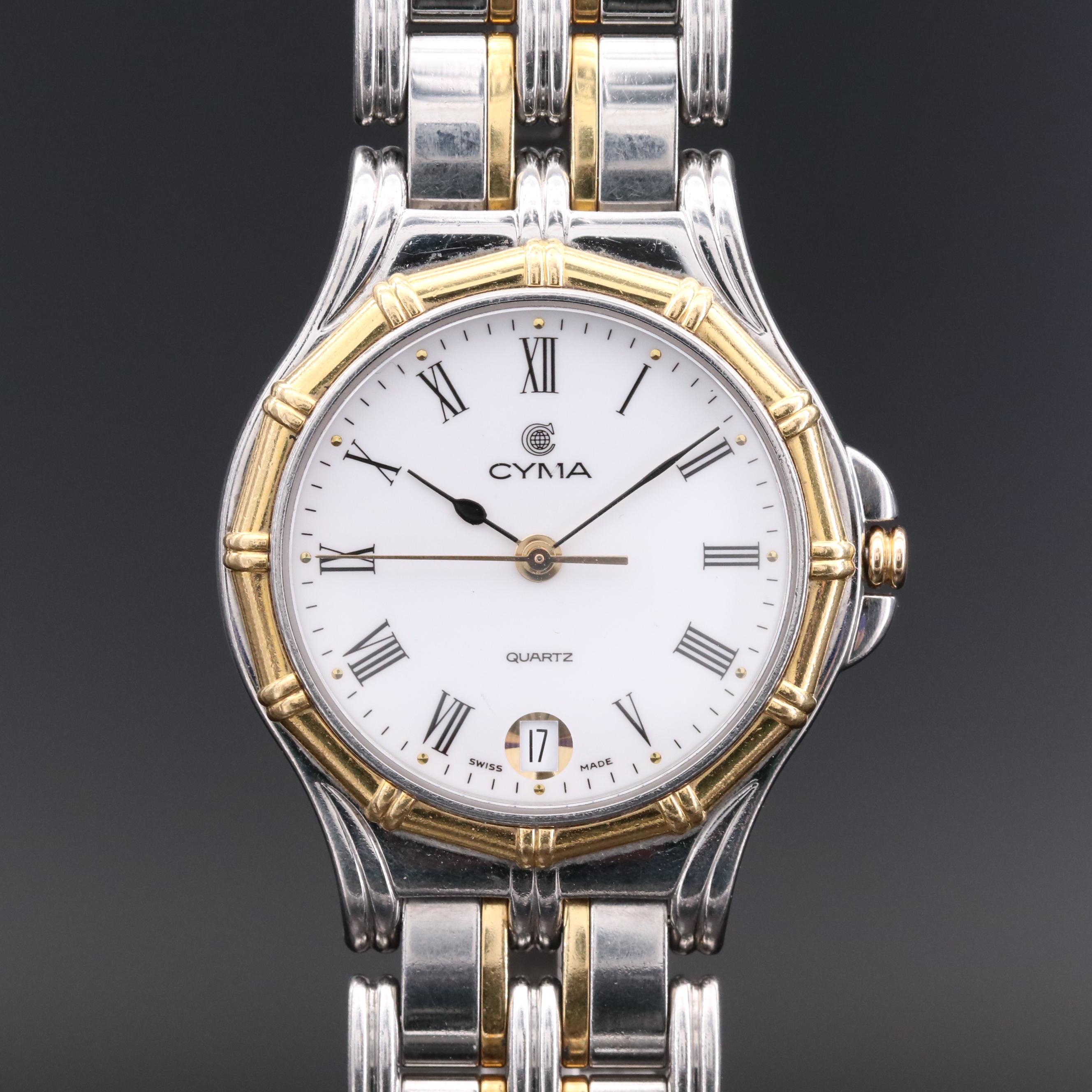 Cyma Stainless Steel and 18K Gold Swiss Quartz Watch