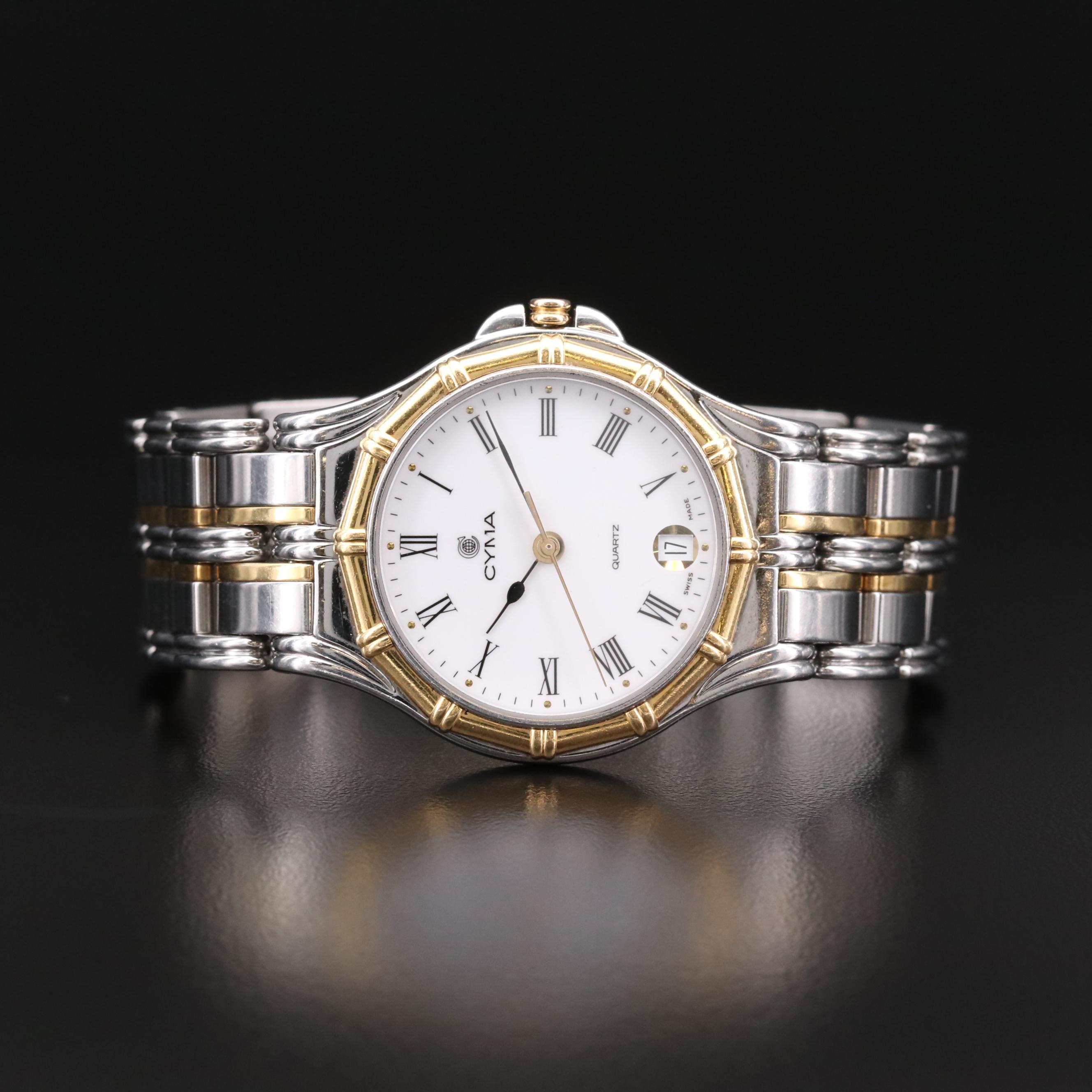 Cyma Stainless Steel and 18K Gold Swiss Quartz Watch