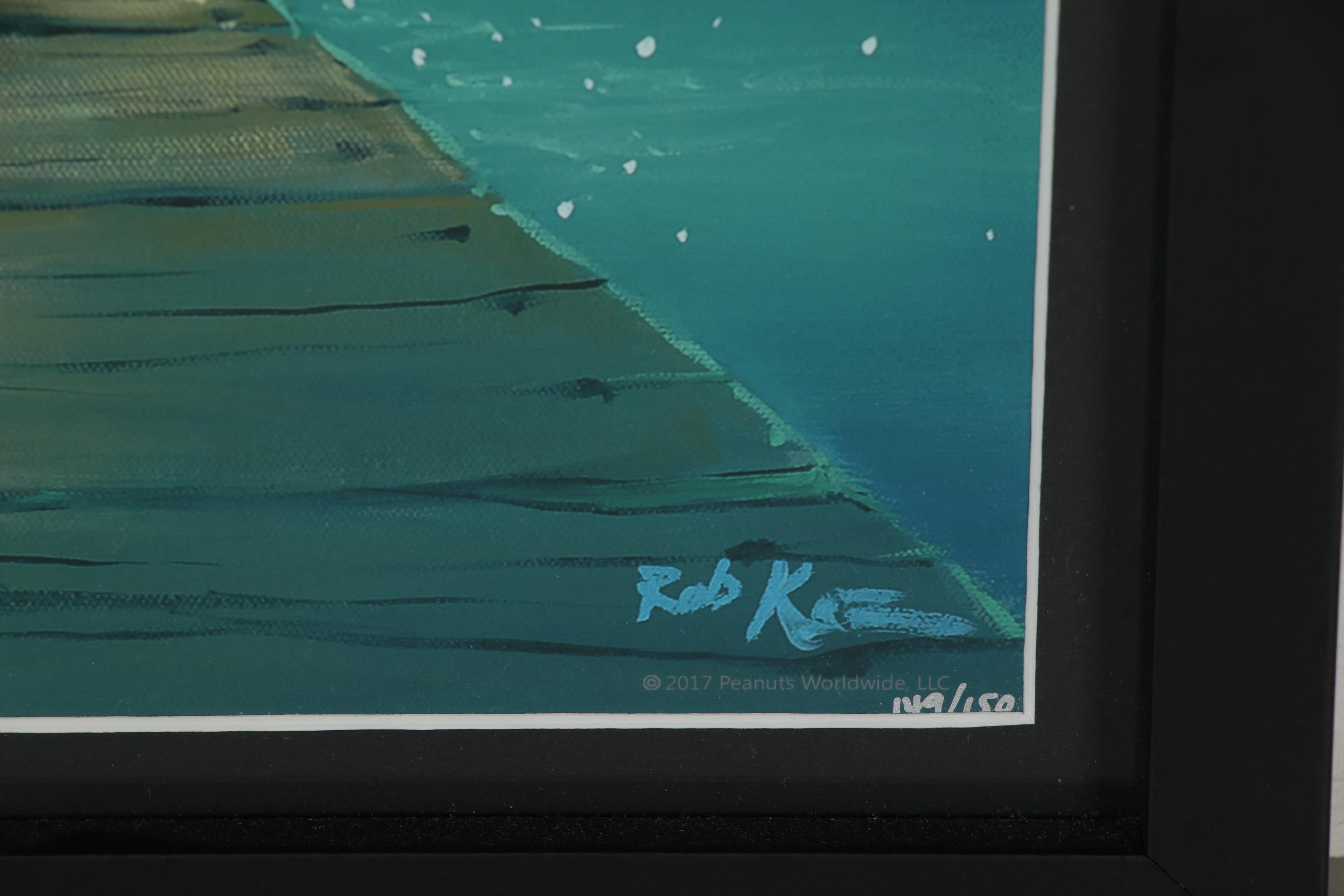 Giclée After Rob Kaz Peanuts Illustration "Woodstock Over the Dock"