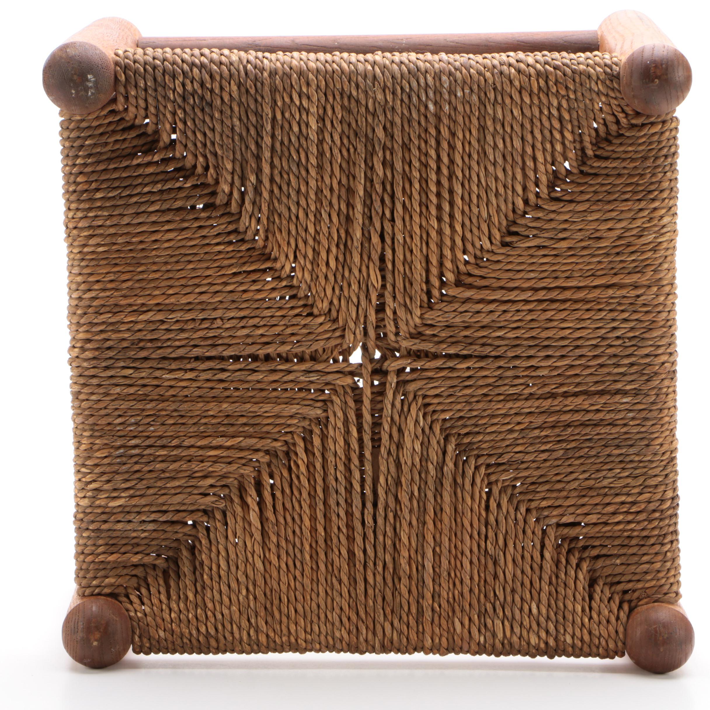 Wicker and Wood Foot Rest, Late 20th-Century