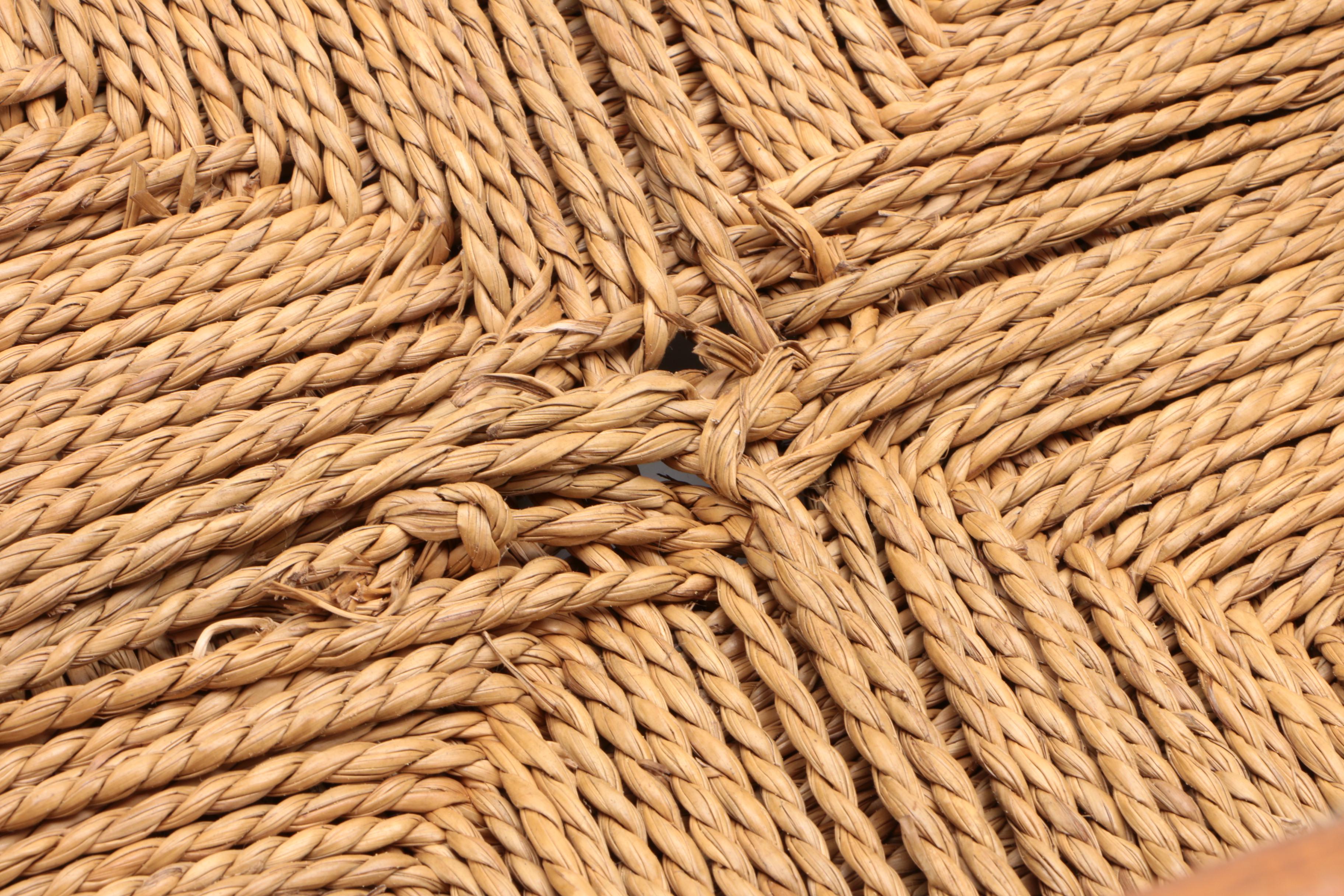 Wicker and Wood Foot Rest, Late 20th-Century